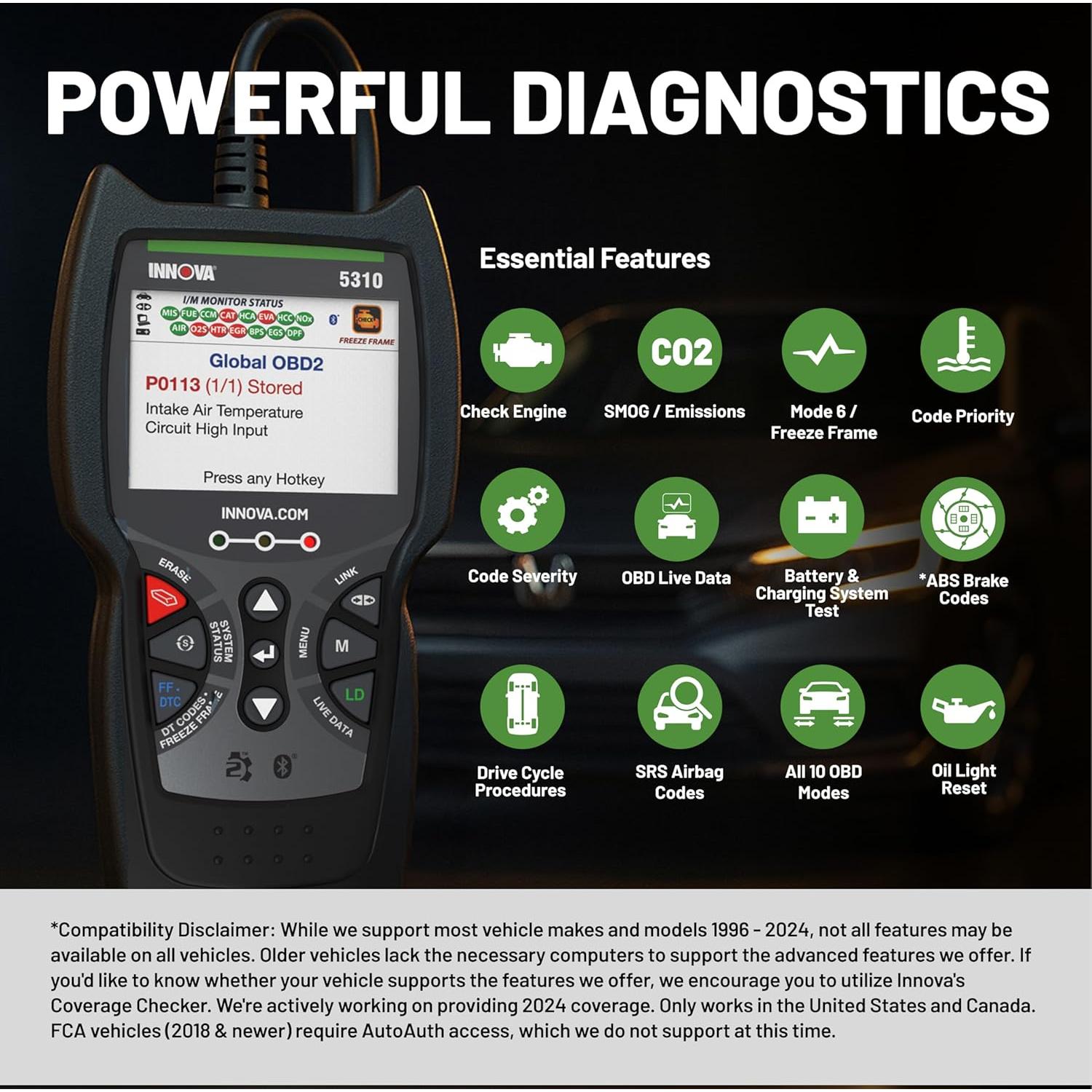 Escáner OBD2 Innova 5310 - Lector de Códigos ABS y SRS