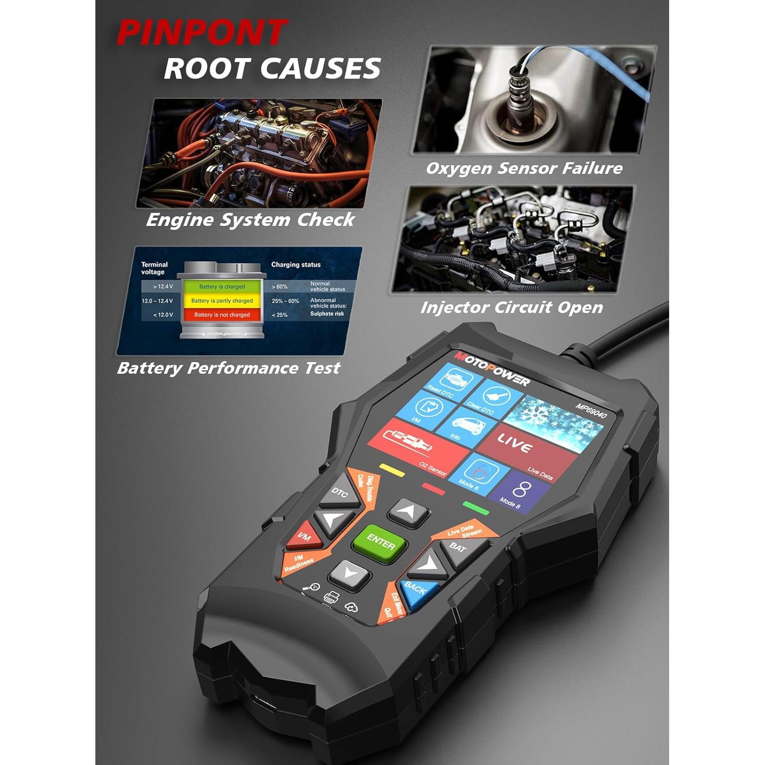 Escáner OBD2 MOTOPOWER MP69040 Lector de Códigos de Fallo