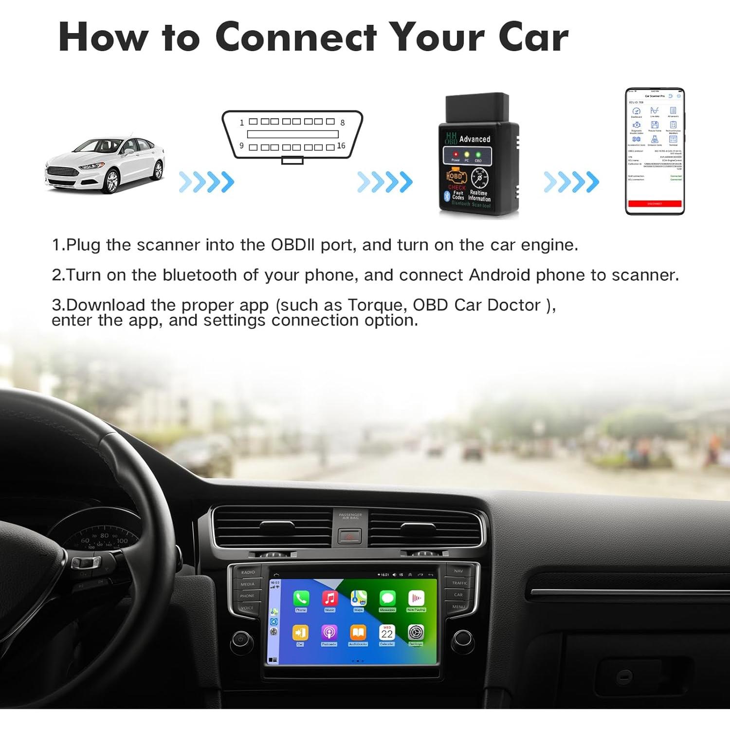 Lector de Códigos OBD2 Bluetooth ViaBecs, Escáner Inalámbrico