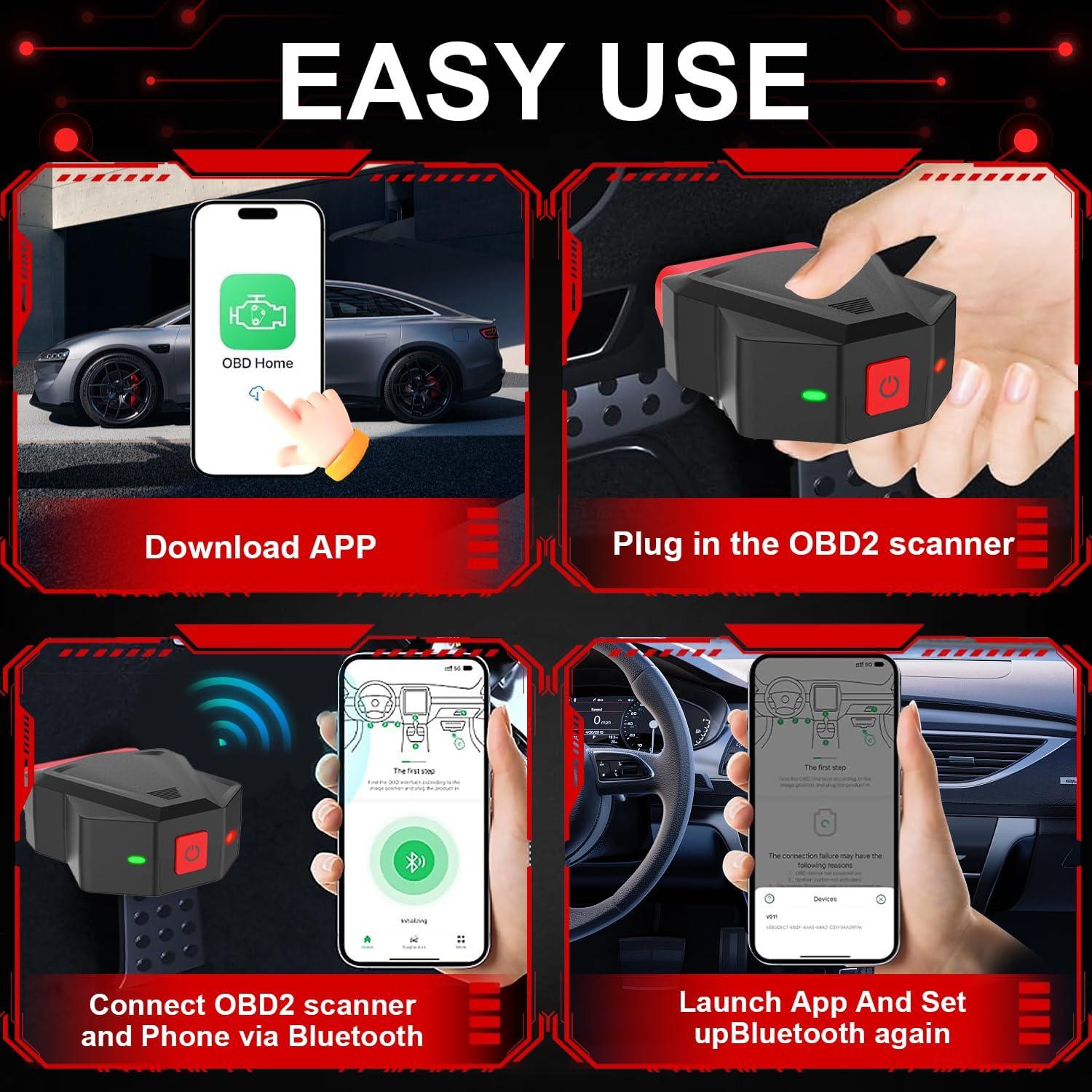 Escáner OBD2 EVCONN Inalámbrico Bluetooth 5.4 para iOS y Android