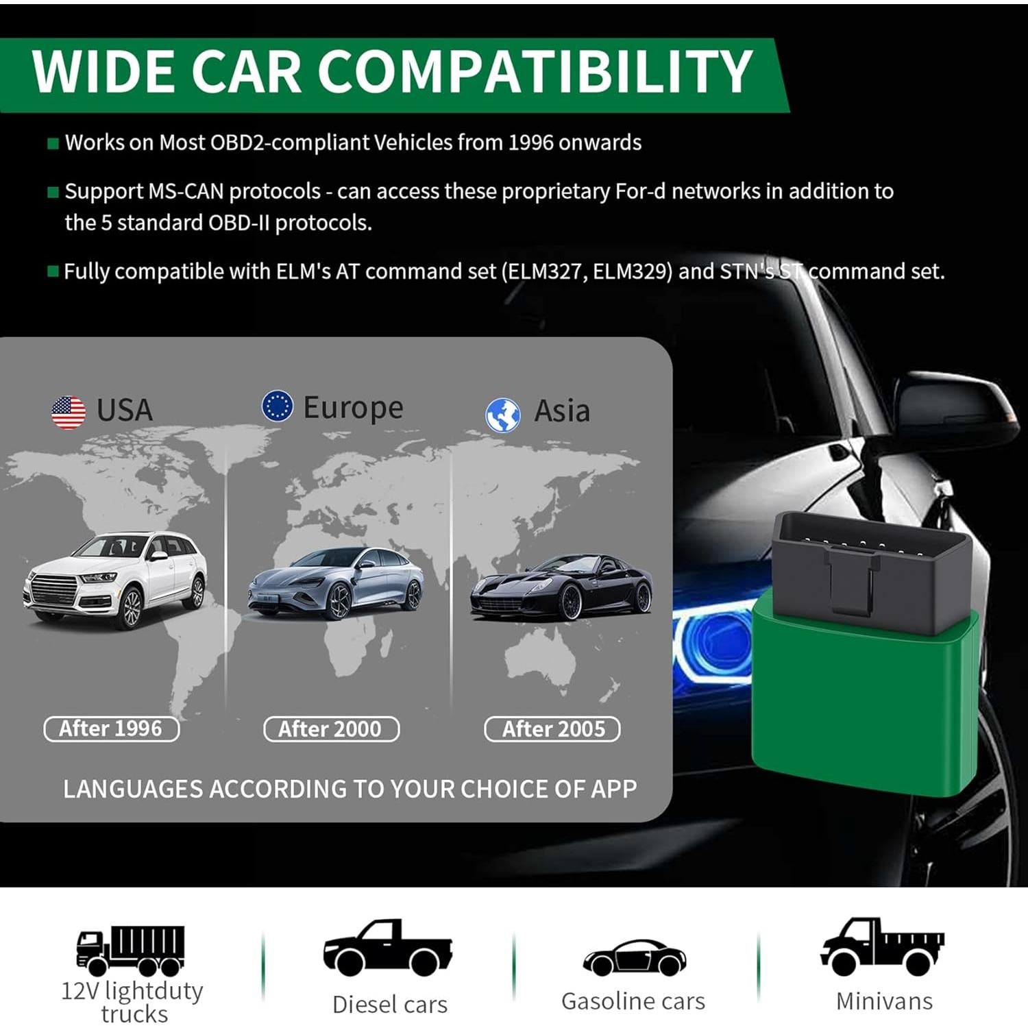 Escáner OBD2 Bluetooth vLinker FD BT3.0 para Android y Windows