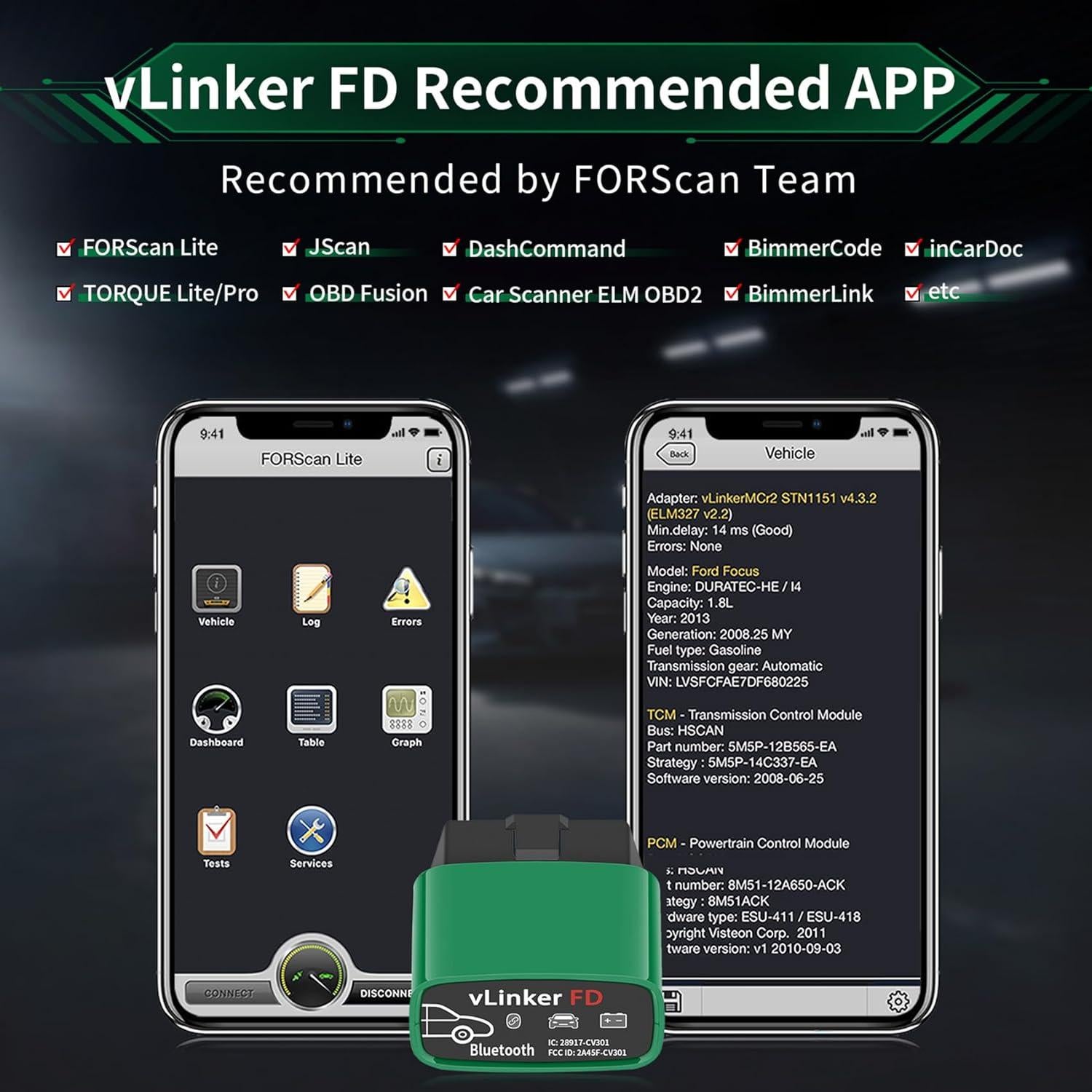Escáner OBD2 Bluetooth vLinker FD BT3.0 para Android y Windows