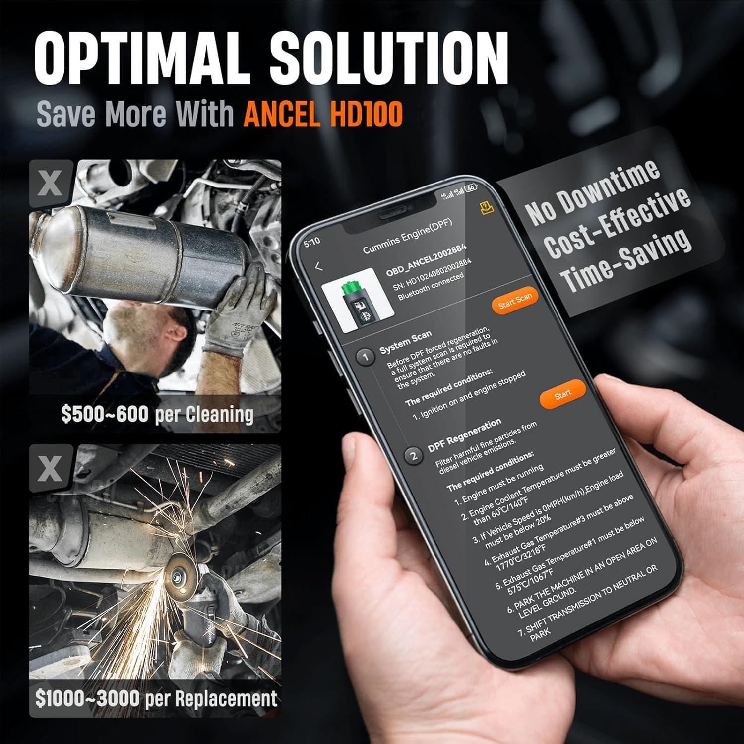 Escáner de Camiones ANCEL HD100 Pro Bluetooth DPF Diésel