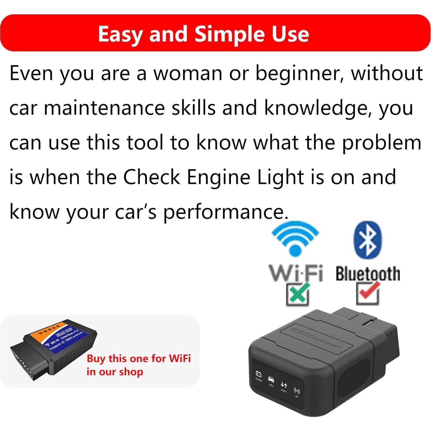 Adaptador Bluetooth OBD2 ELM327 MOCATEC para iPhone y Android