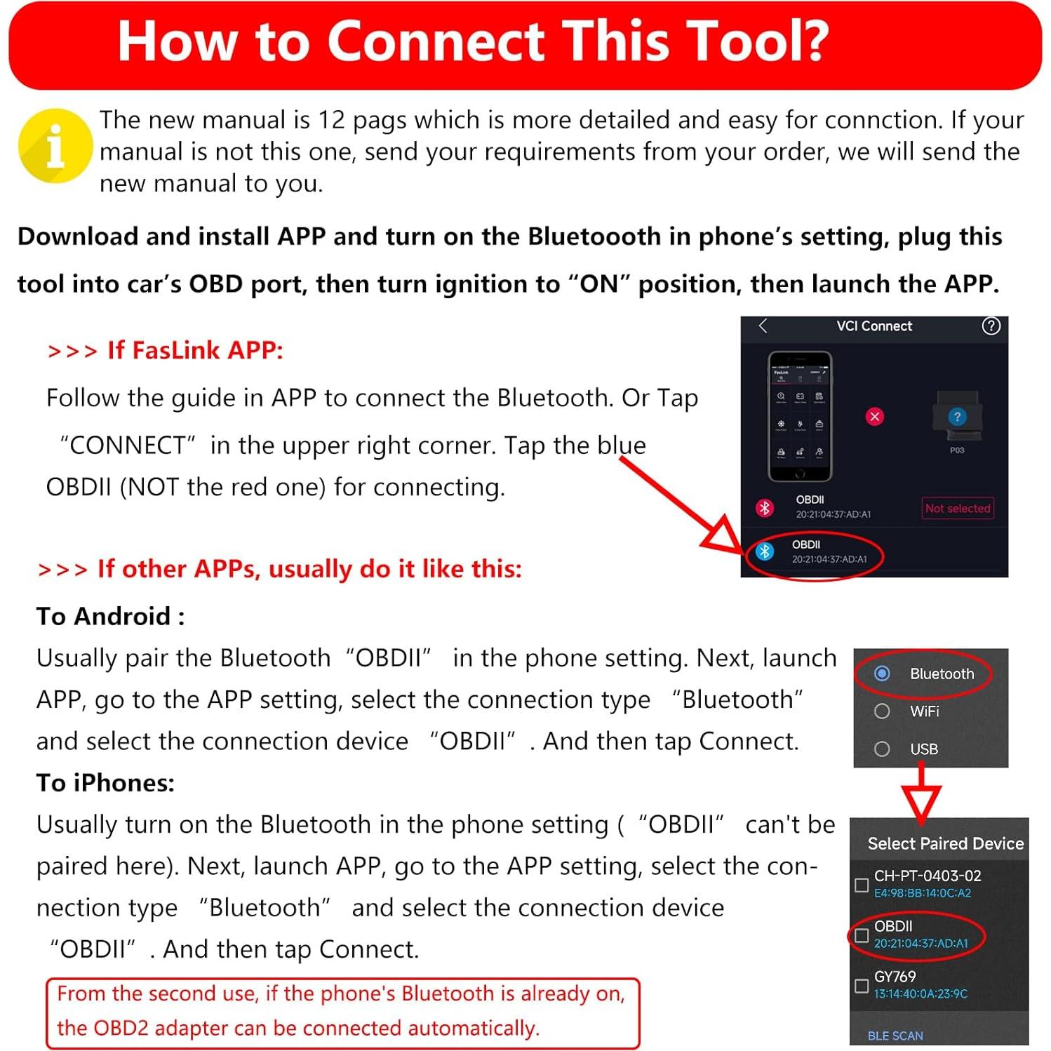 Adaptador Bluetooth OBD2 ELM327 MOCATEC para iPhone y Android