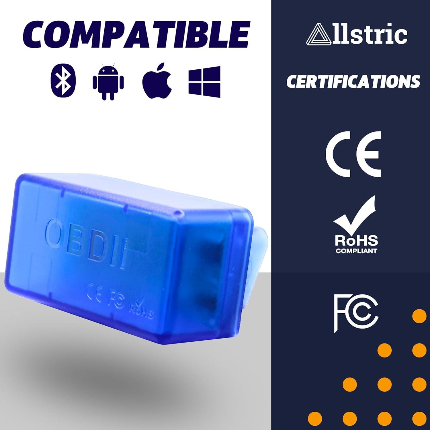 Escáner OBD2 Bluetooth Allstric ELM327 - Diagnóstico Automotriz