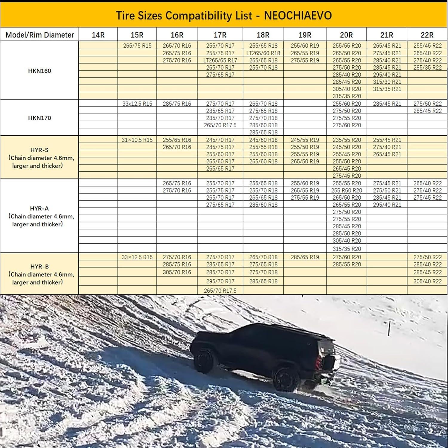 Cadenas de Nieve Automáticas NEOCHIAEVO HKN140 para Neumáticos