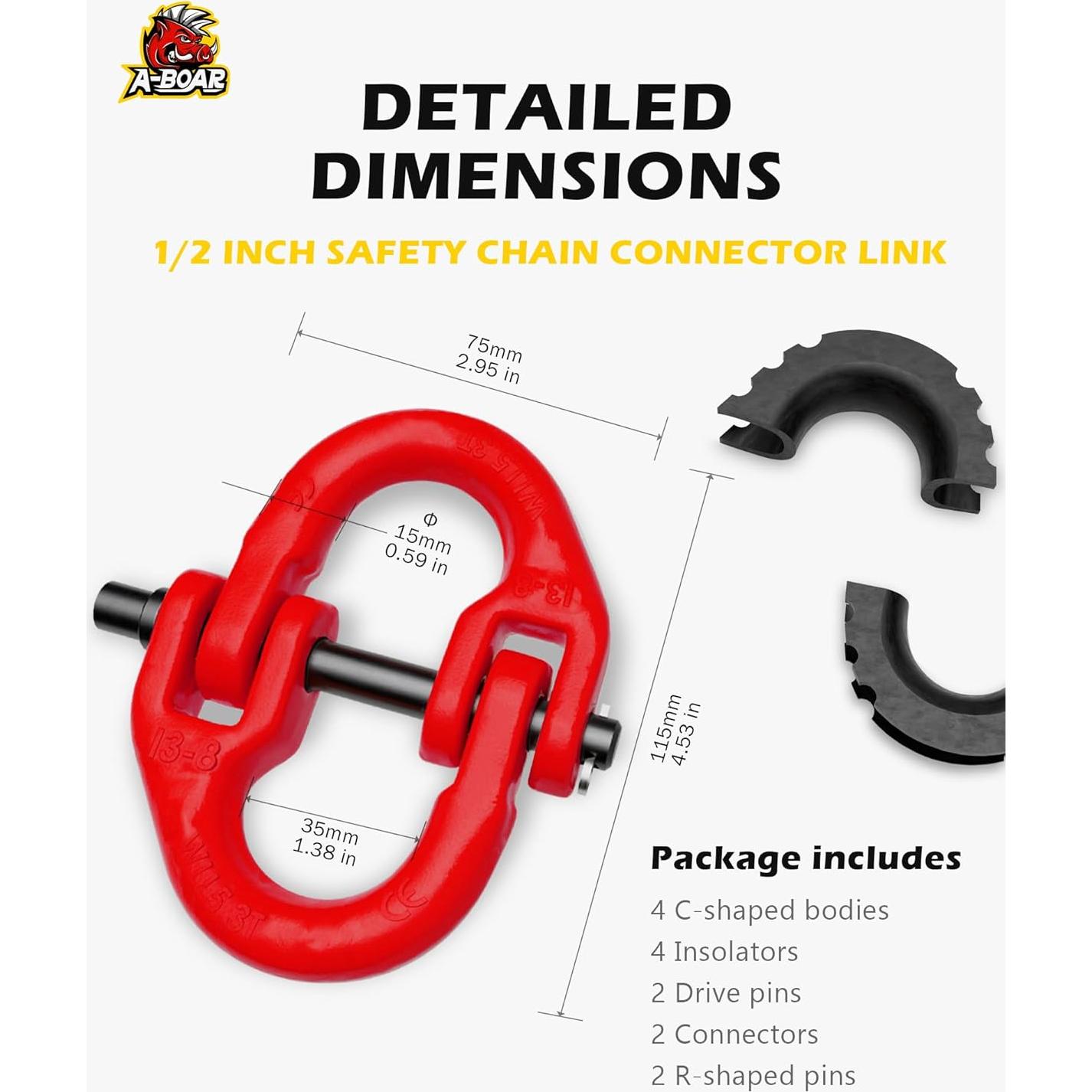 Conector de Cadena de Seguridad A-BOAR 2pack 5443 kg Rojo