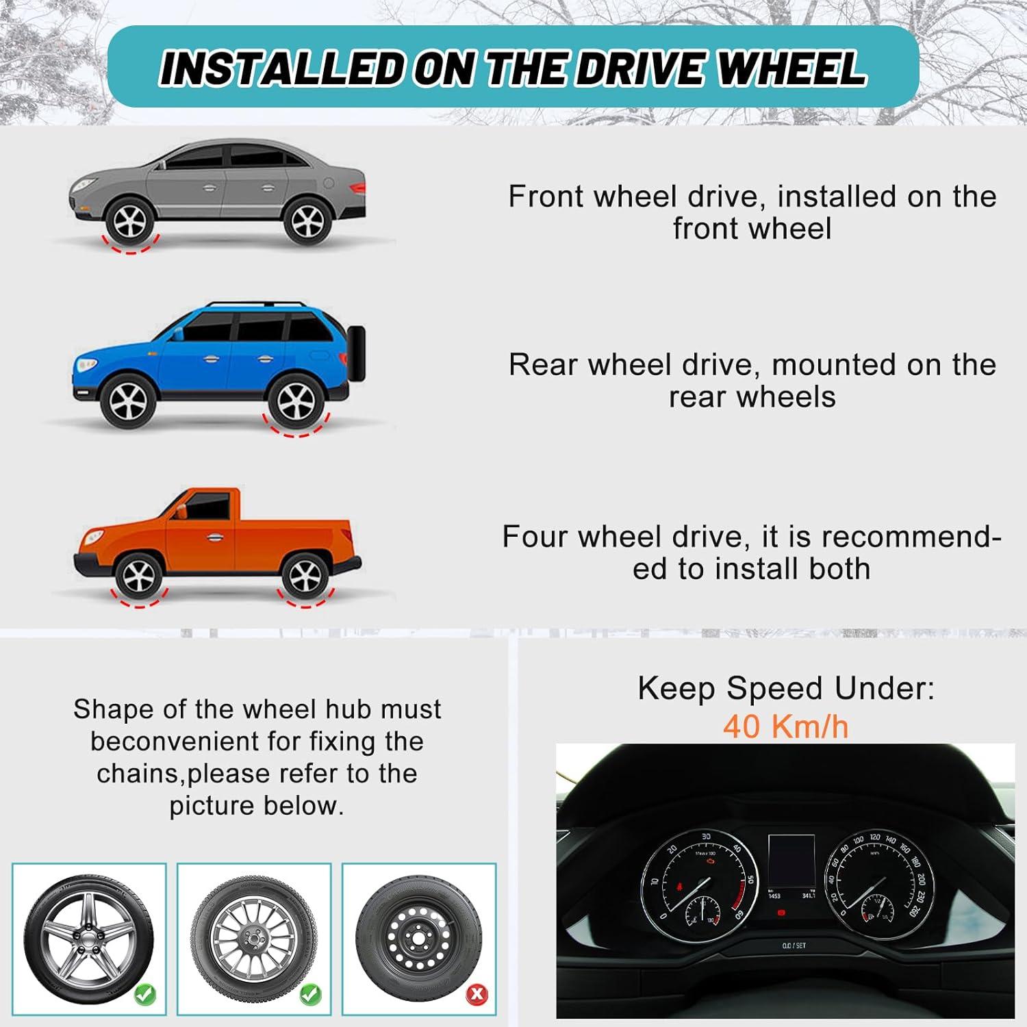 Cadenas de Nieve H&ZT AMFH 8 Paquetes para Neumáticos 215-285mm