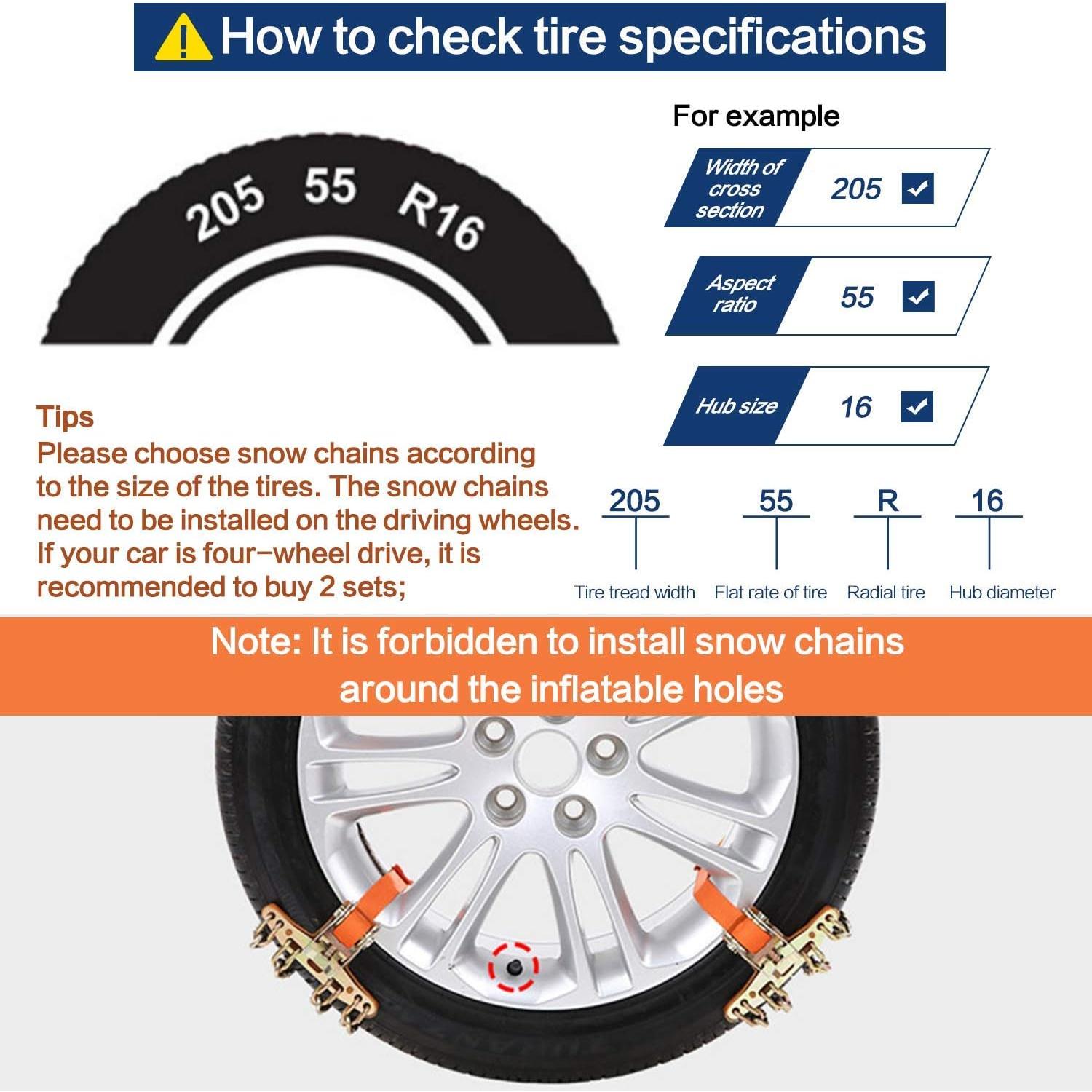 Cadenas de Nieve AutoChoice para Neumáticos 195-235mm - 8 Piezas