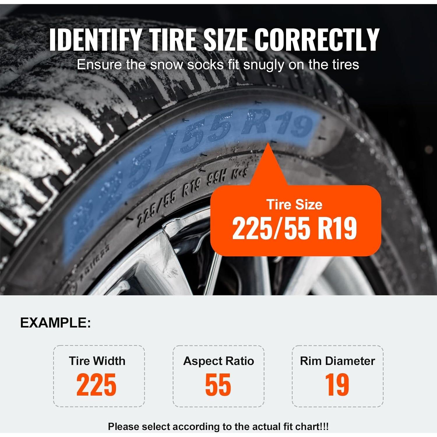 Calcetines de Nieve VEVOR para Neumáticos - Mediano, 2 Piezas