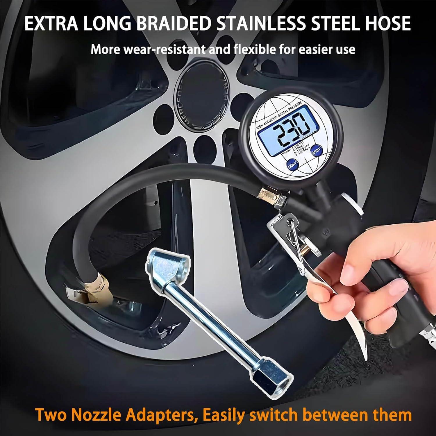 Manómetro Digital de Presión QiLee QL-006, 0-18 Bar, 3 en 1