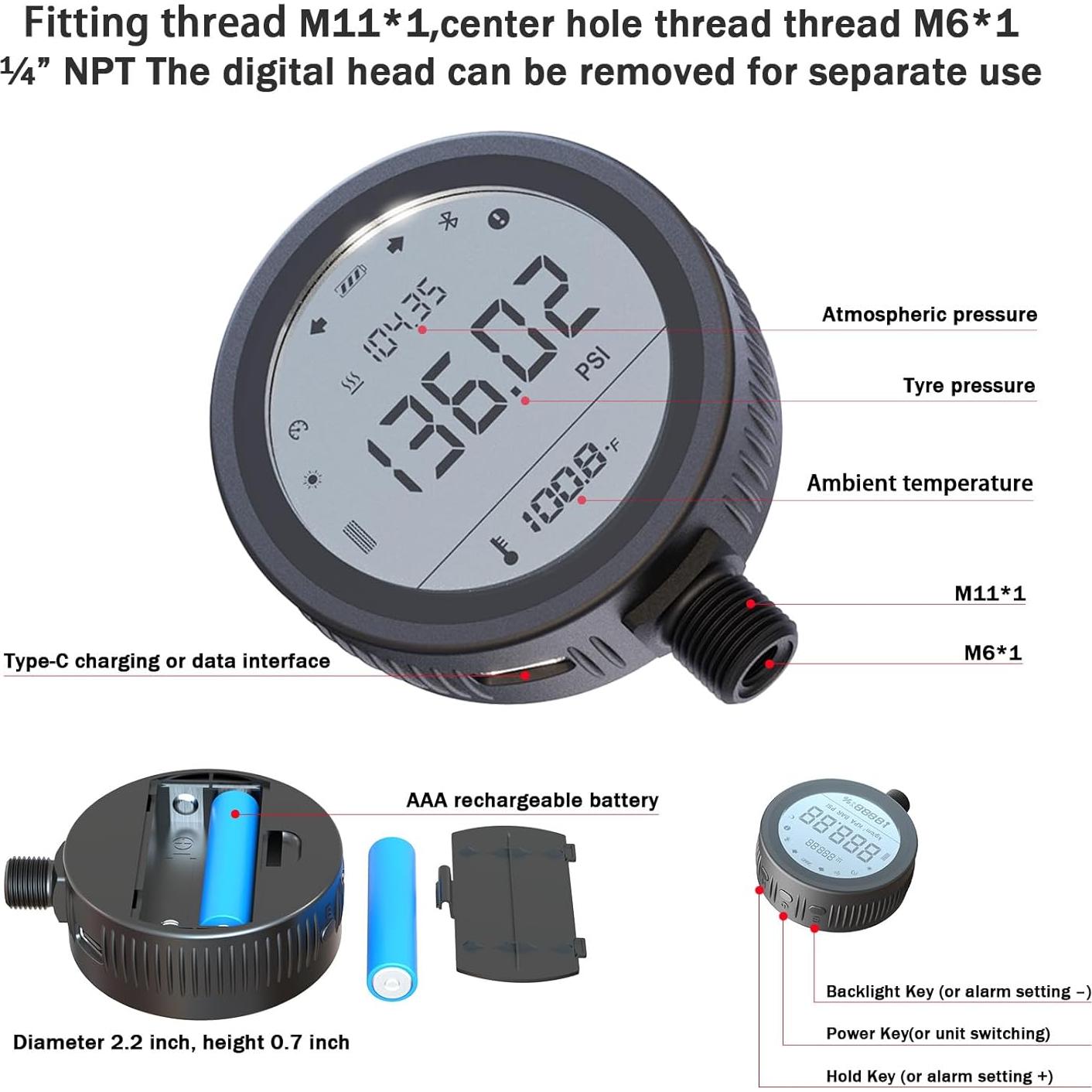 Medidor Digital de Presión de Neumáticos NORSHIRE G2E 0-250 PSI
