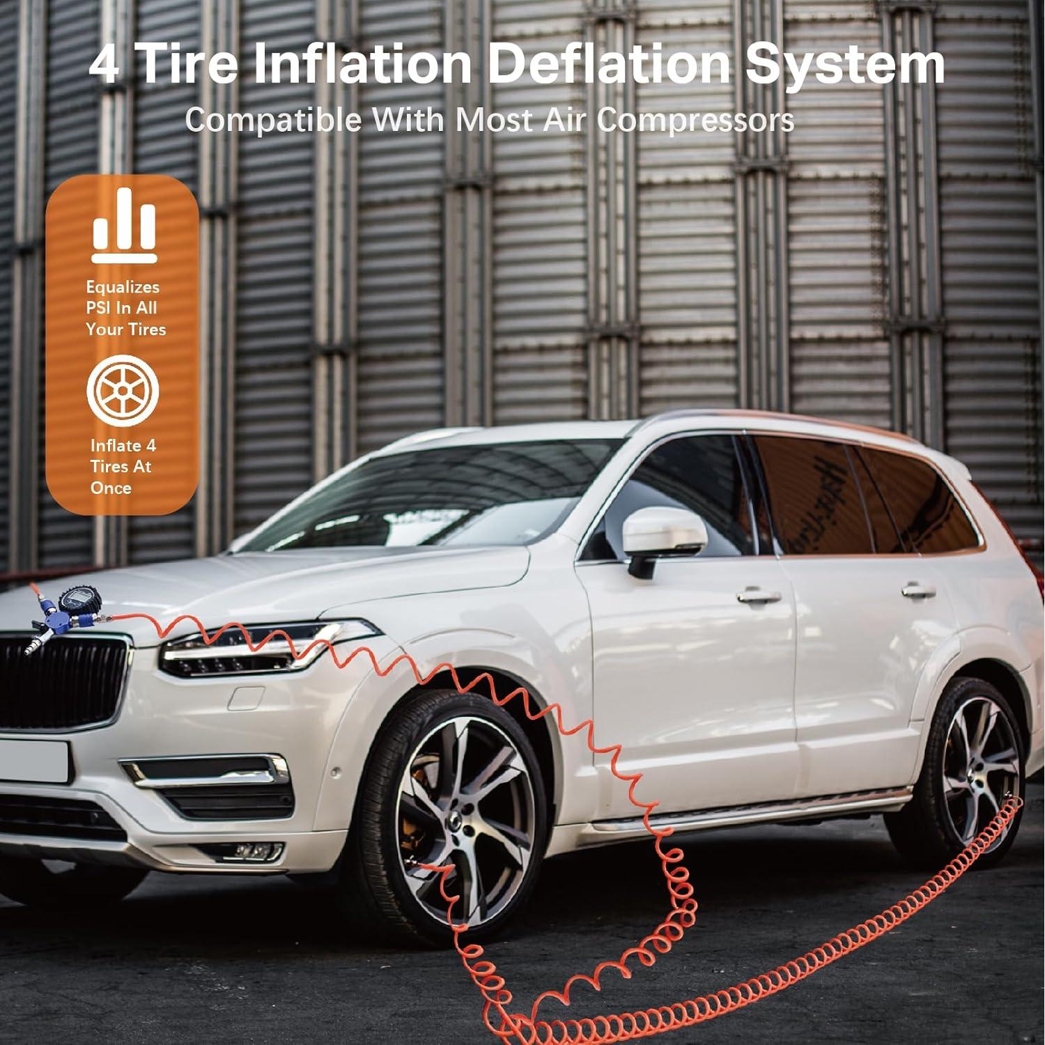 Sistema de Inflación y Desinflación 4 Neumáticos Frauty con Manómetro Digital