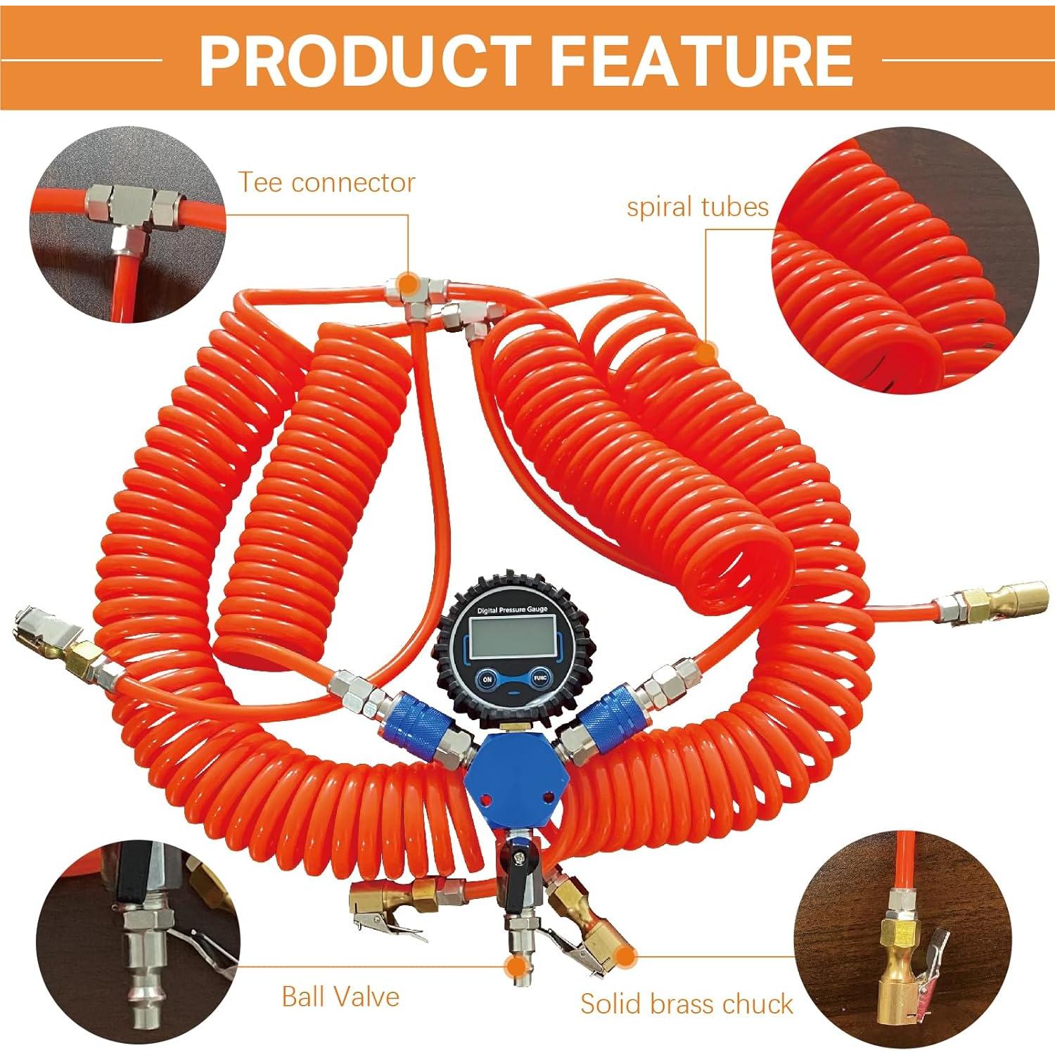 Sistema de Inflación y Desinflación 4 Neumáticos Frauty con Manómetro Digital