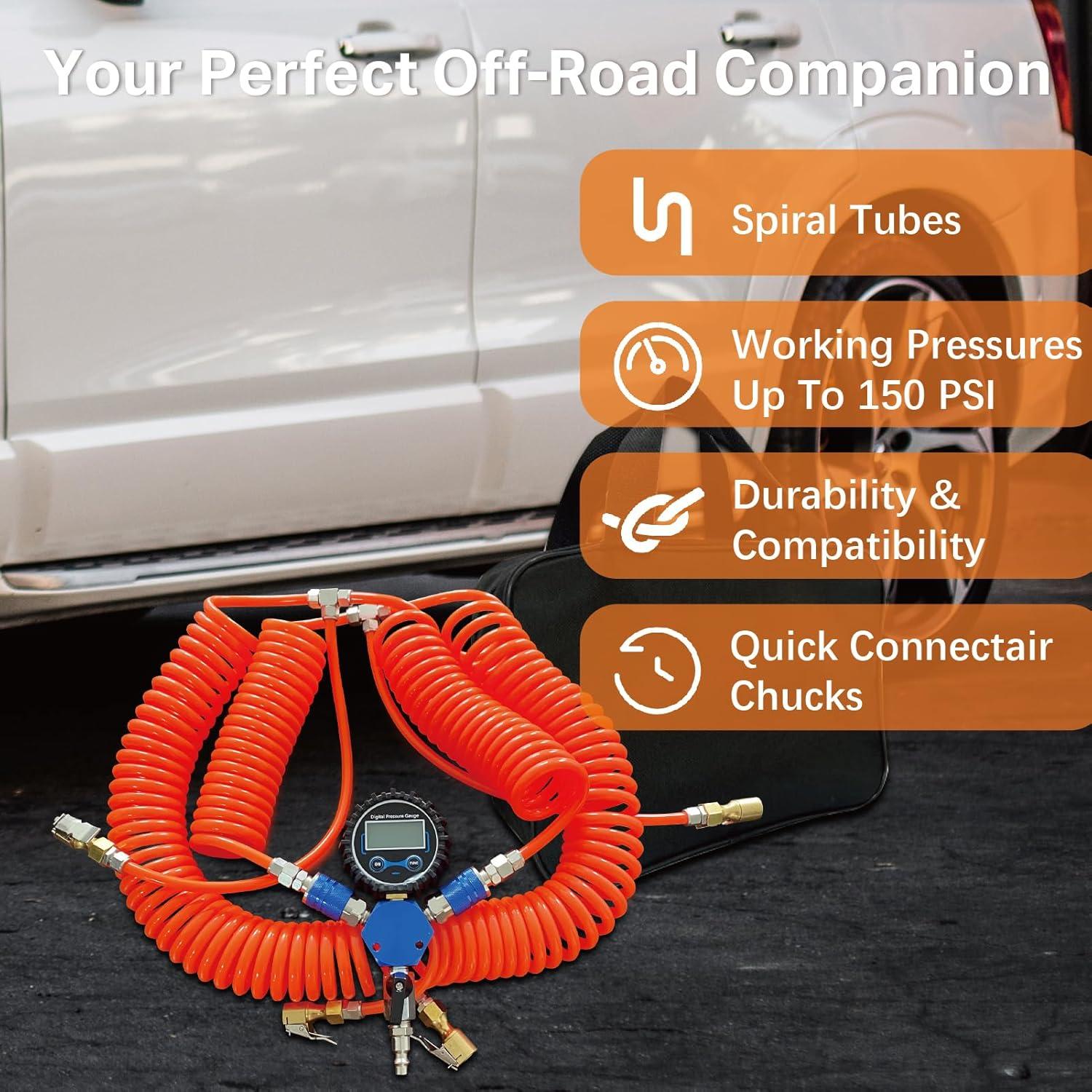 Sistema de Inflación y Desinflación 4 Neumáticos Frauty con Manómetro Digital