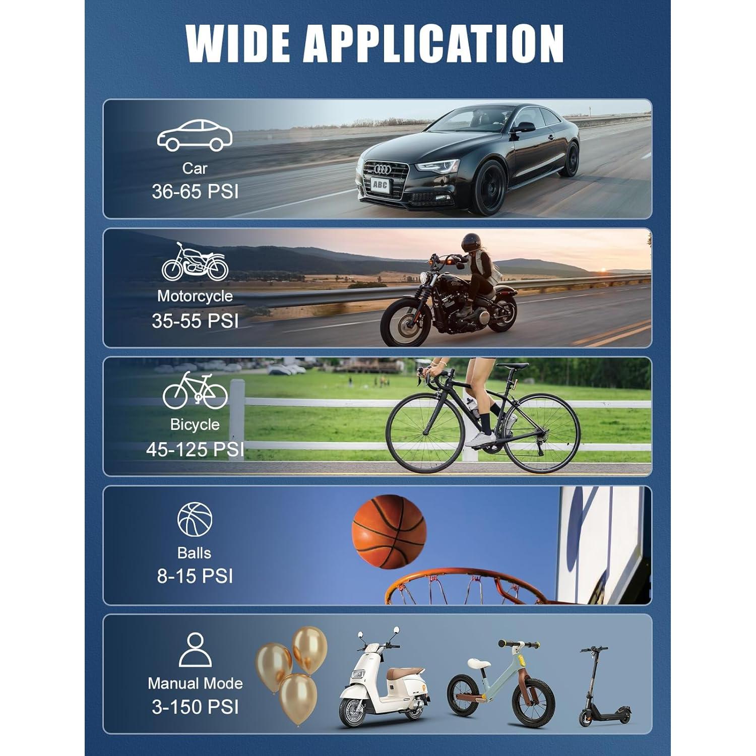 Compresor de Aire Portátil Pwperry T05 150 PSI para Neumáticos