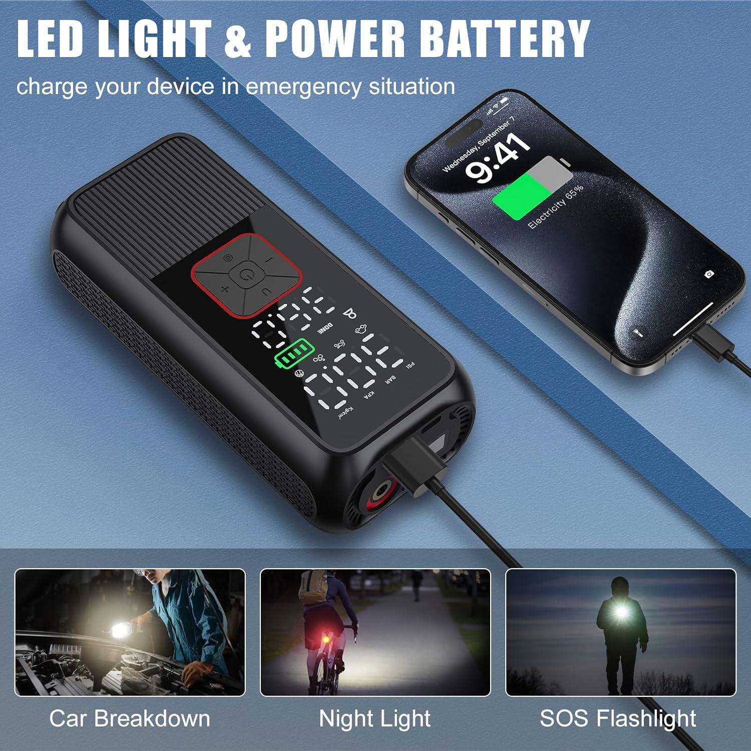 Compresor de Aire Portátil Pwperry T05 150 PSI para Neumáticos