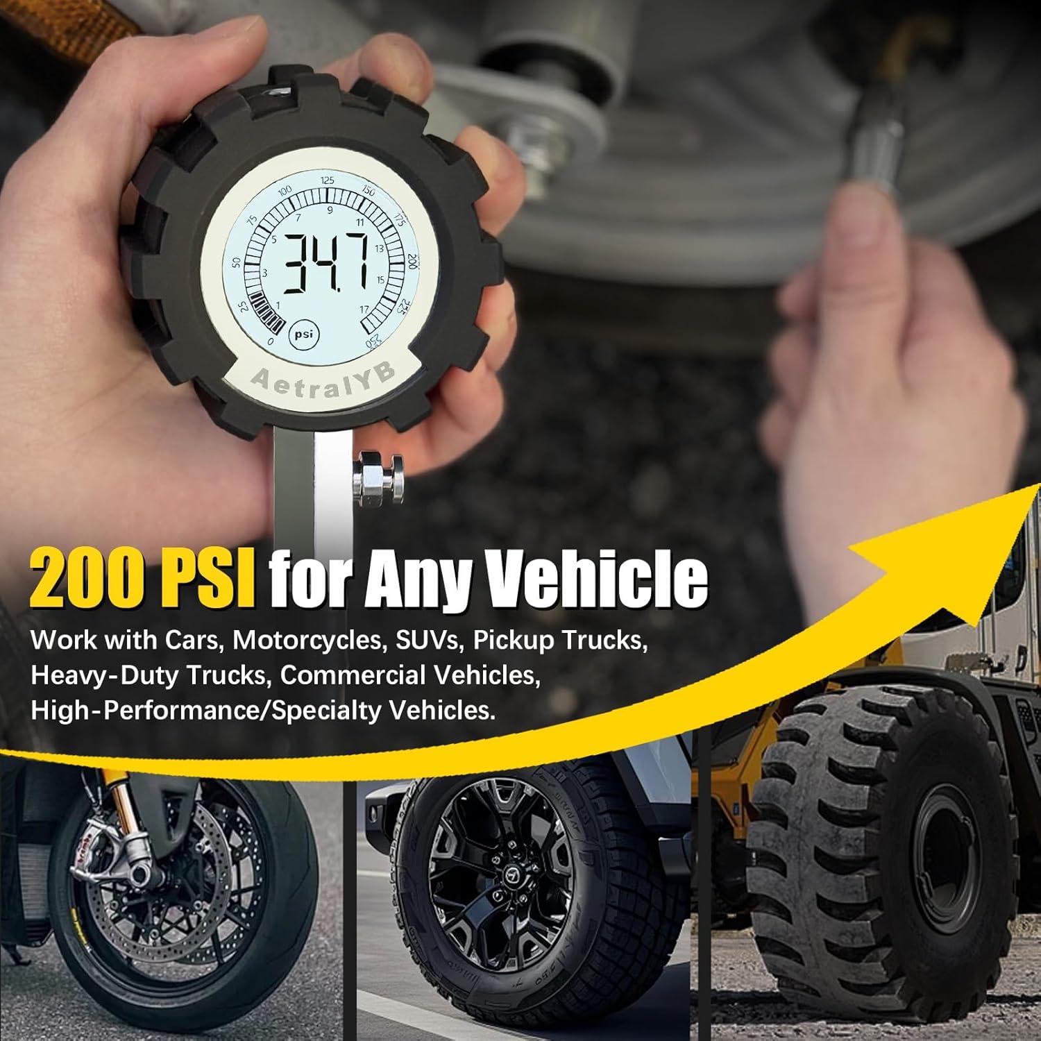 Medidor Digital de Presión de Neumáticos AetralYB 3-200 PSI