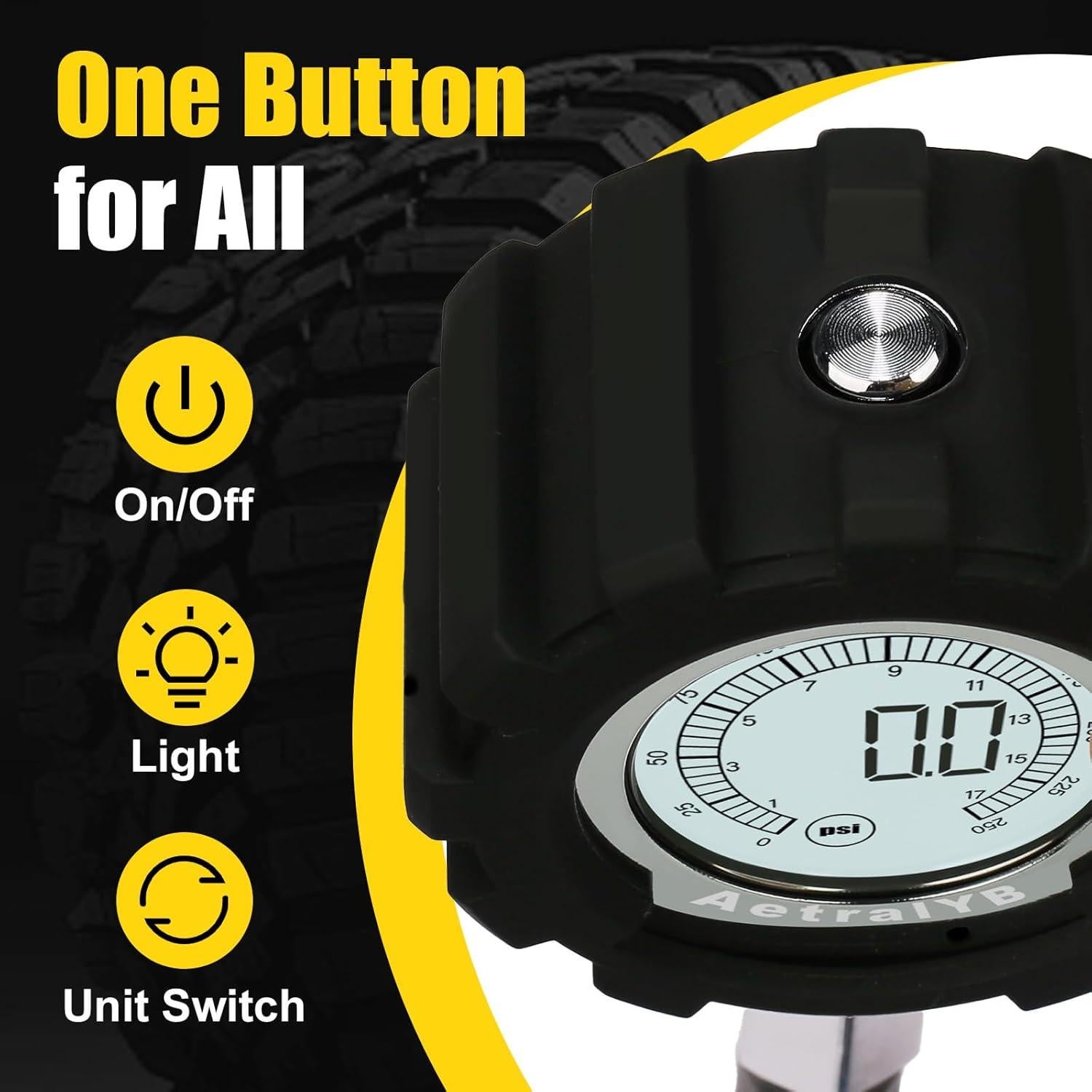Medidor Digital de Presión de Neumáticos AetralYB 3-200 PSI