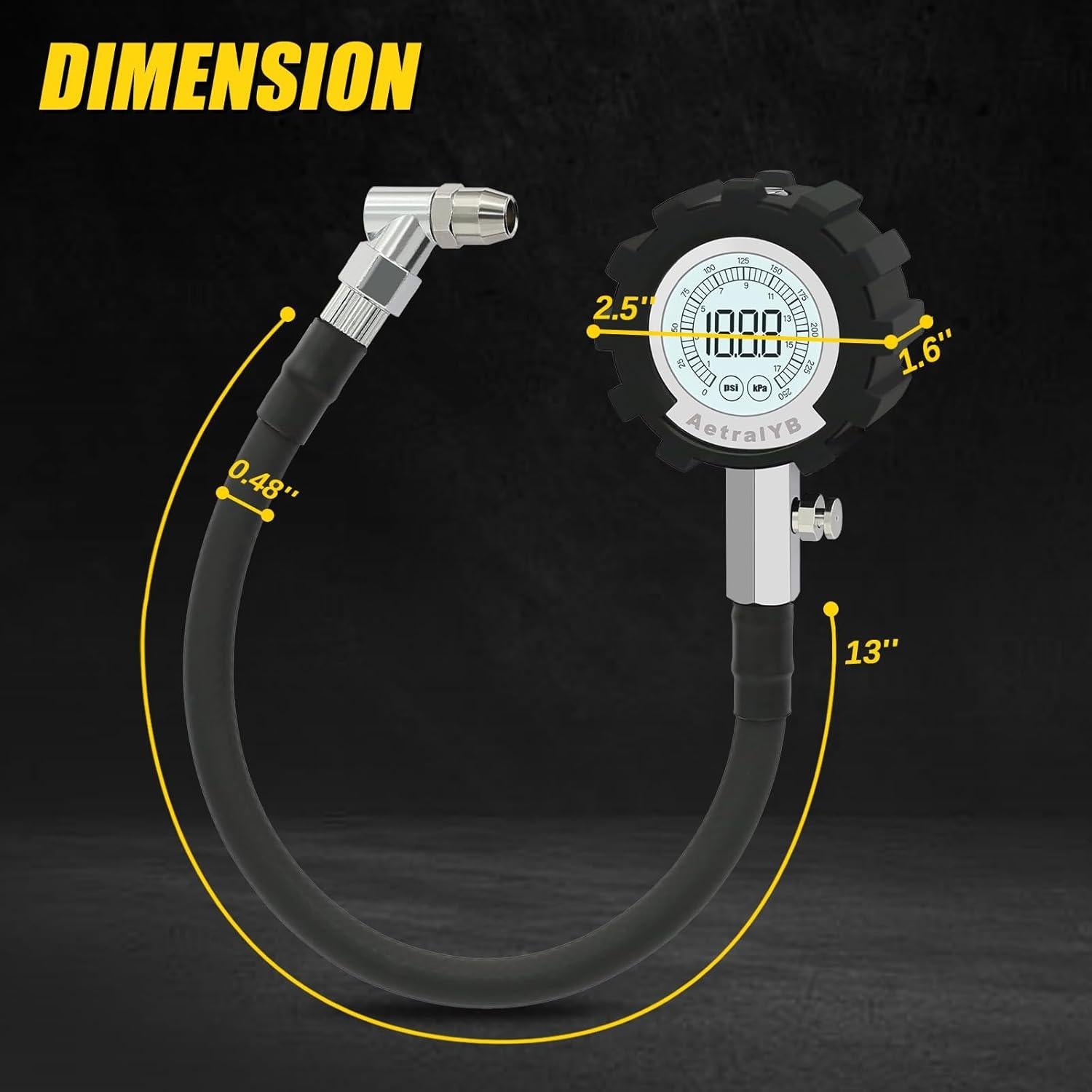 Medidor Digital de Presión de Neumáticos AetralYB 3-200 PSI