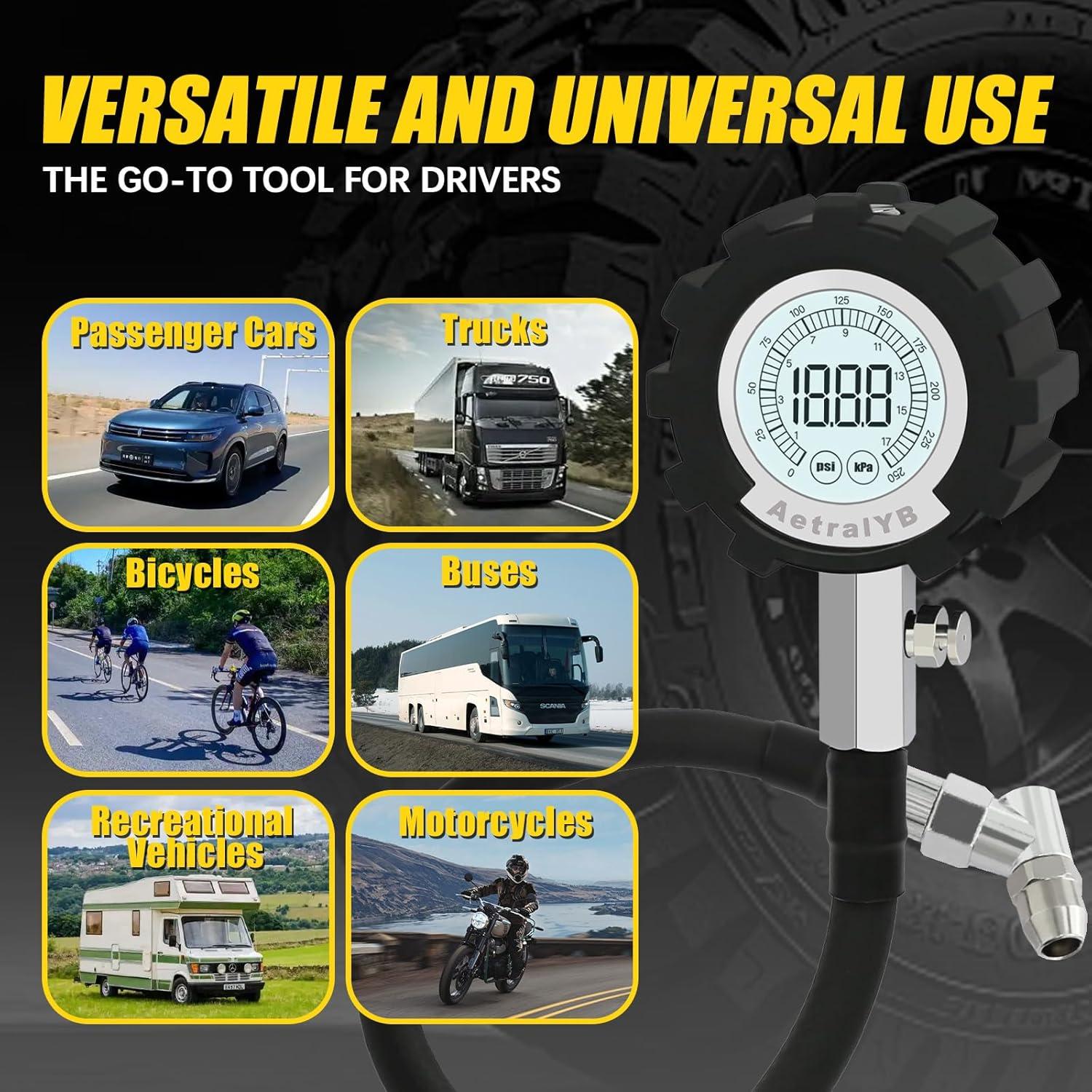 Medidor Digital de Presión de Neumáticos AetralYB 3-200 PSI