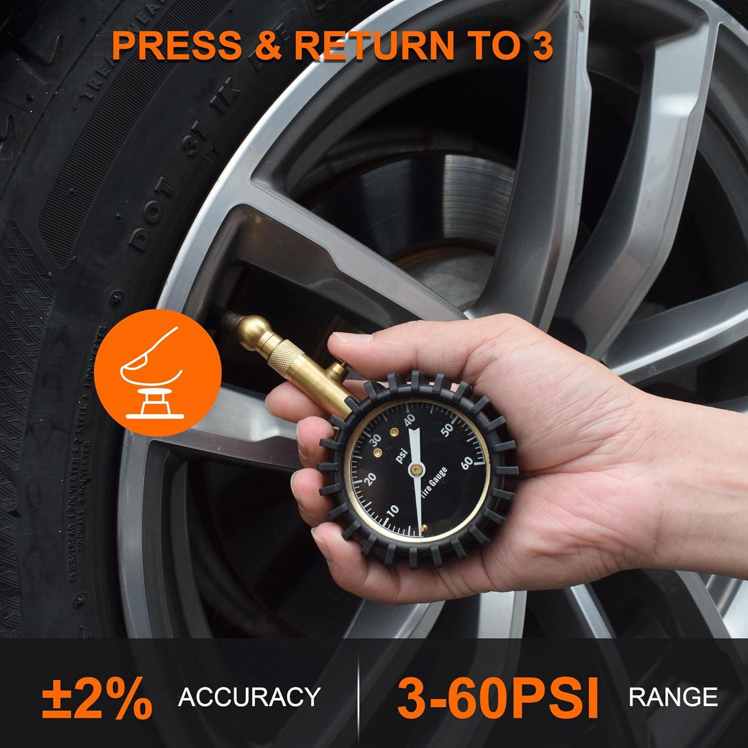 Manómetro de Neumáticos OWINUSTECH 60 PSI Dial Luminoso