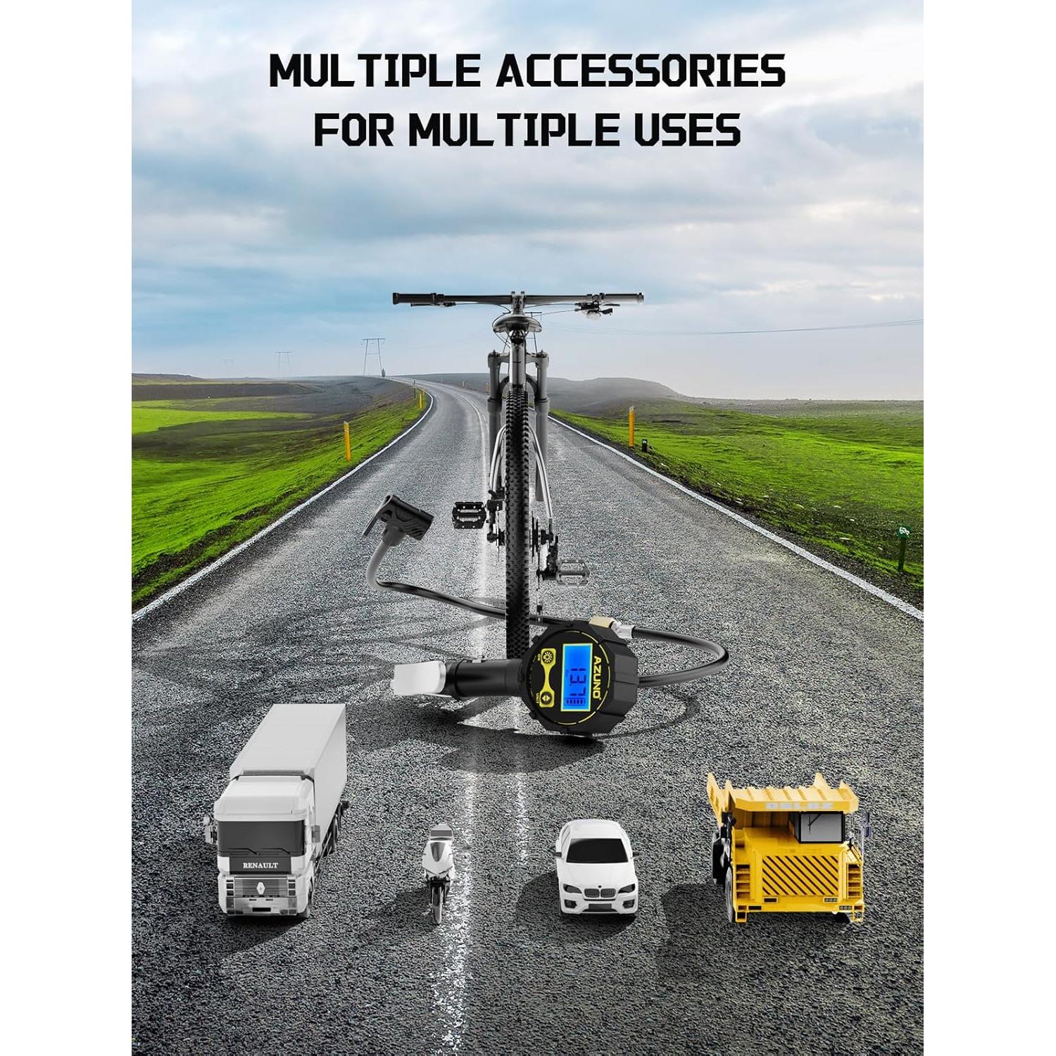 Adaptador de Válvula Presta y Schrader AZUNO con Manómetro 200psi