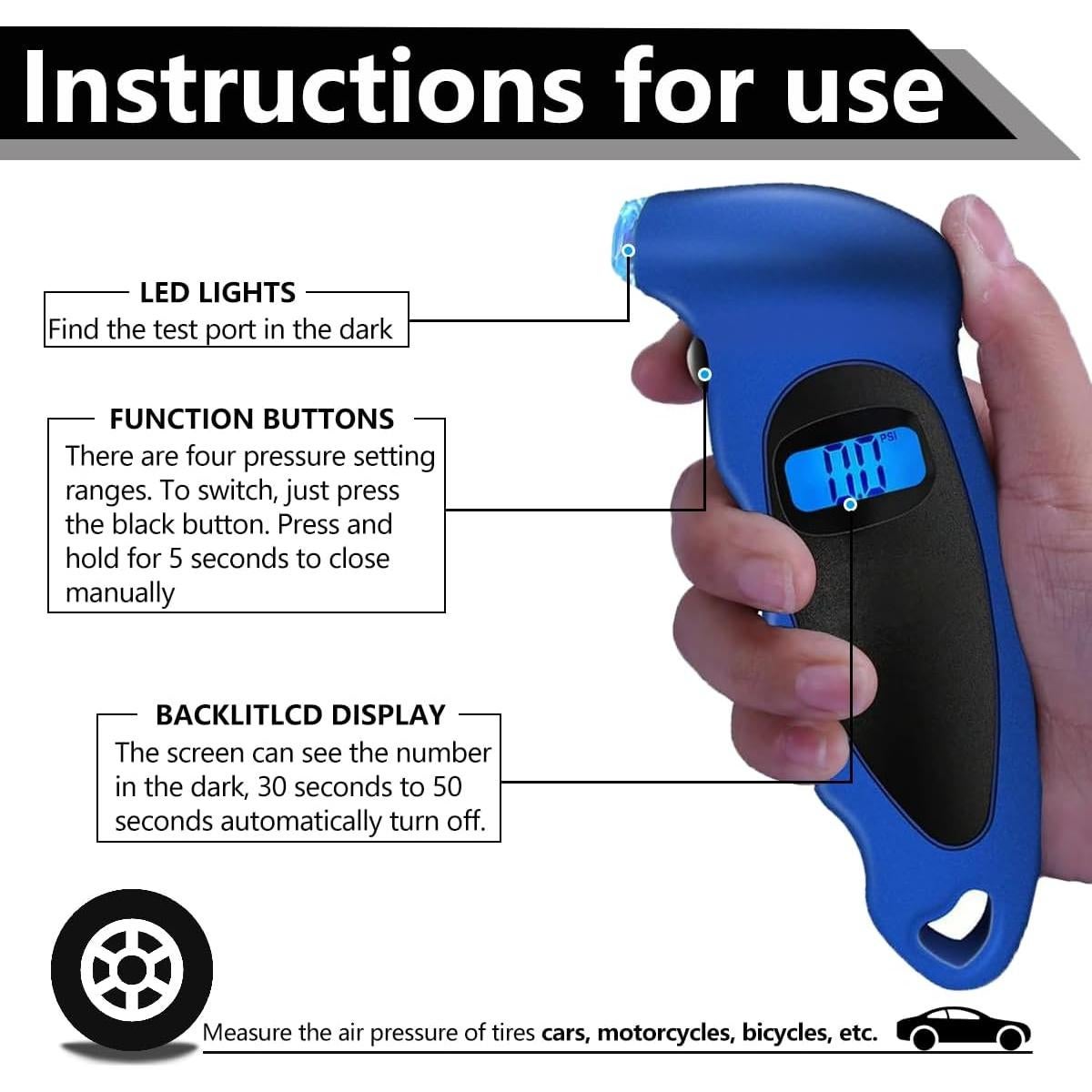Medidor Digital de Presión de Neumáticos Kewucn 2 PCS