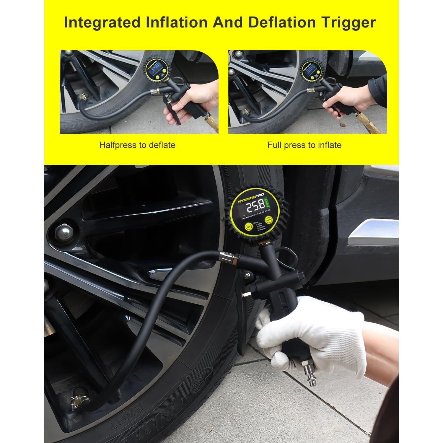 Medidor Digital de Presión de Neumáticos ATsafepro 0-200 PSI