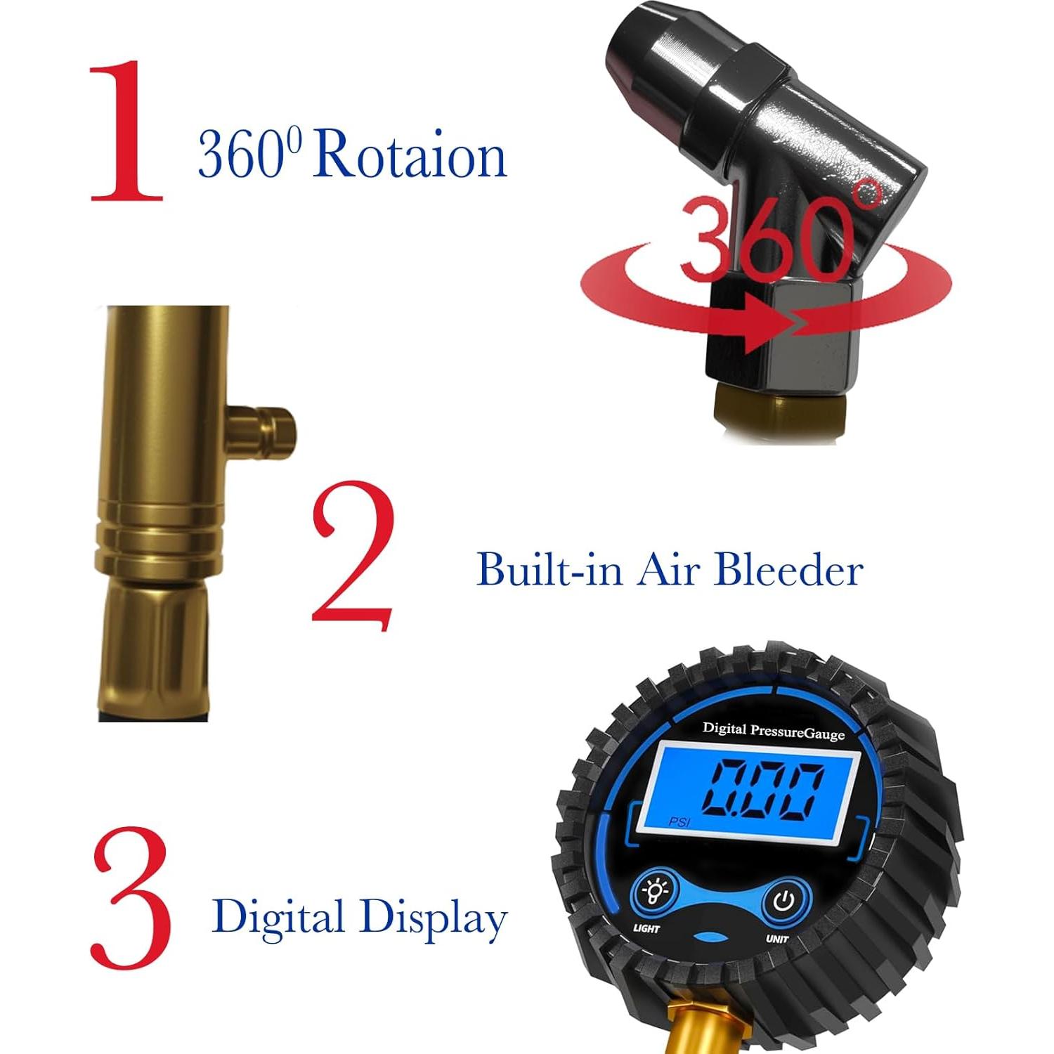 Medidor Digital de Presión de Neumáticos PINKJOY 0-17.24 Bar