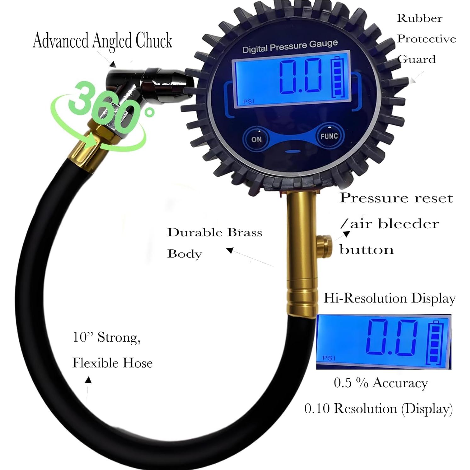 Medidor Digital de Presión de Neumáticos PINKJOY 0-17.24 Bar