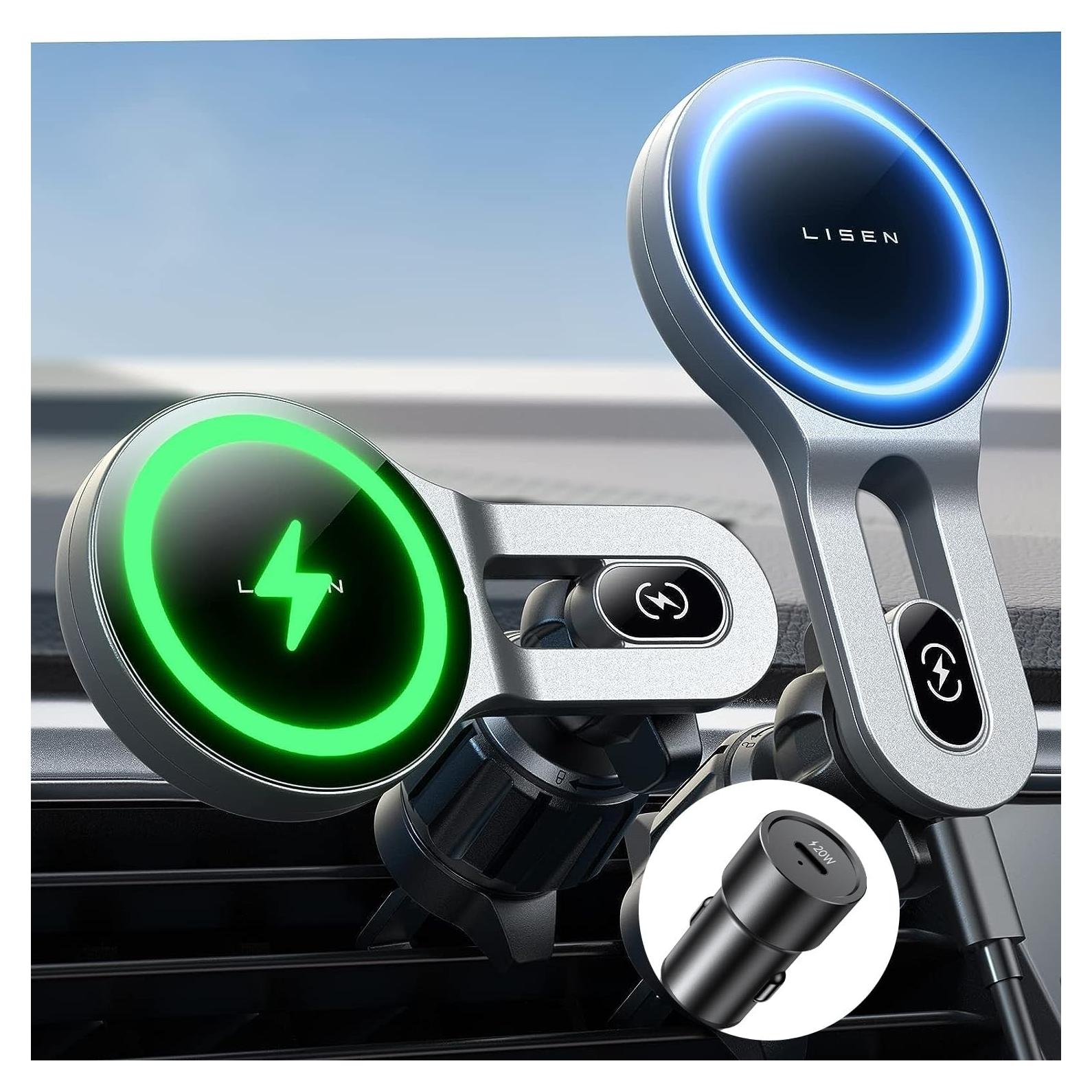 Cargador Inalámbrico MagSafe LISEN para Auto 15W - Soporte Teléfono