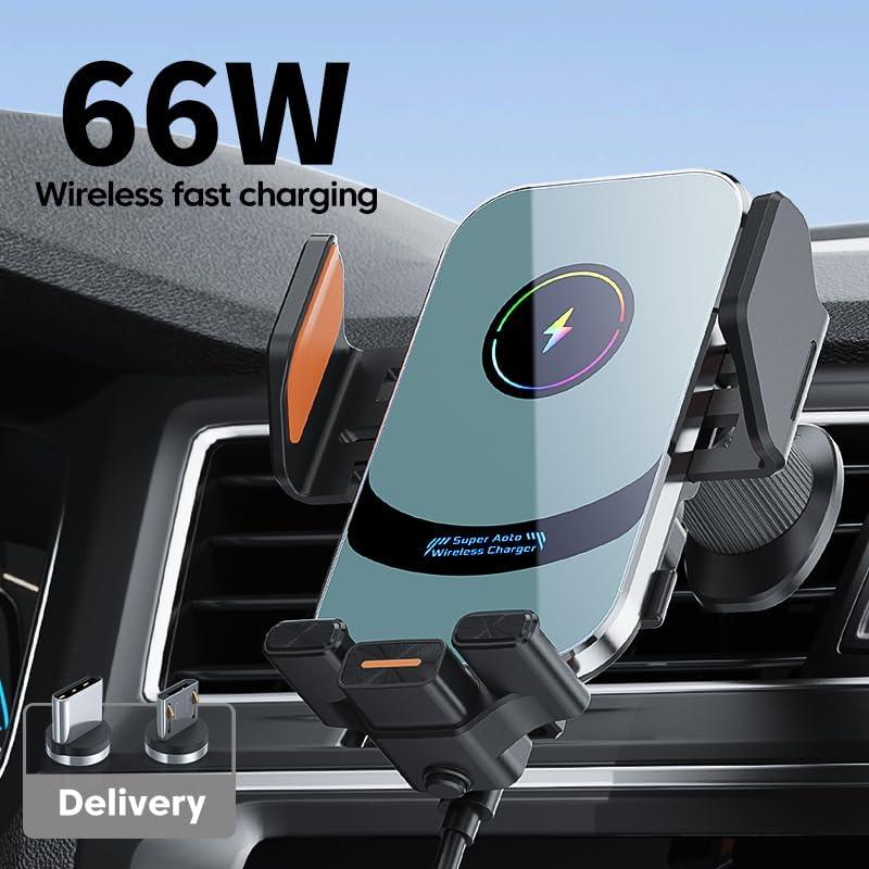 Cargador Inalámbrico Rápido QAKHT 15W para Auto con Soporte
