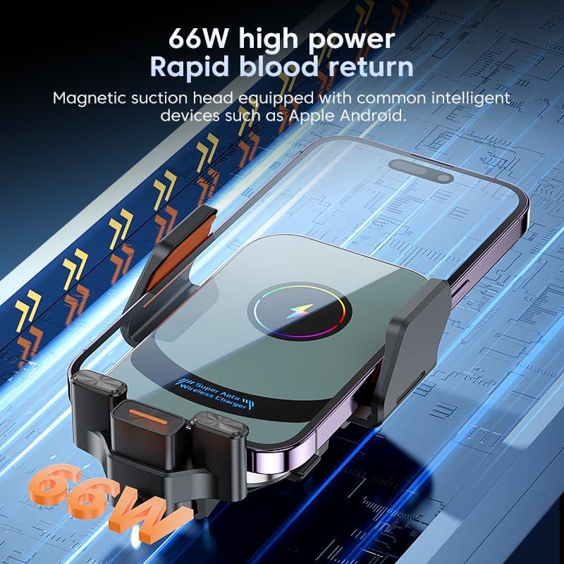 Cargador Inalámbrico Rápido QAKHT 15W para Auto con Soporte