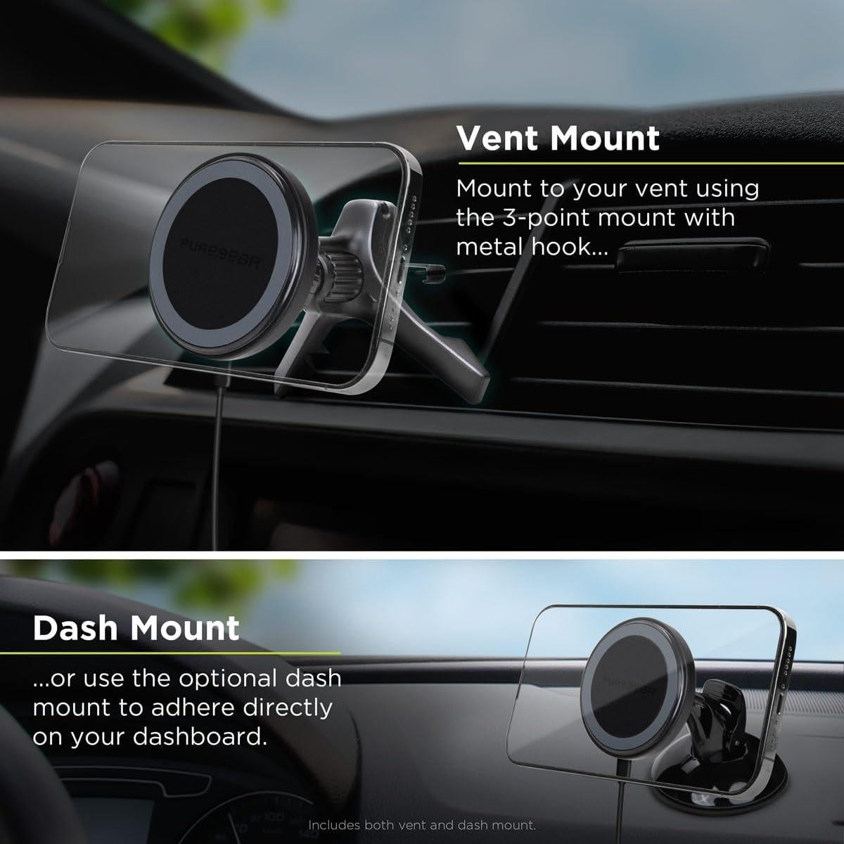 Cargador Inalámbrico Magnético PureGear Qi2 15W para Coche