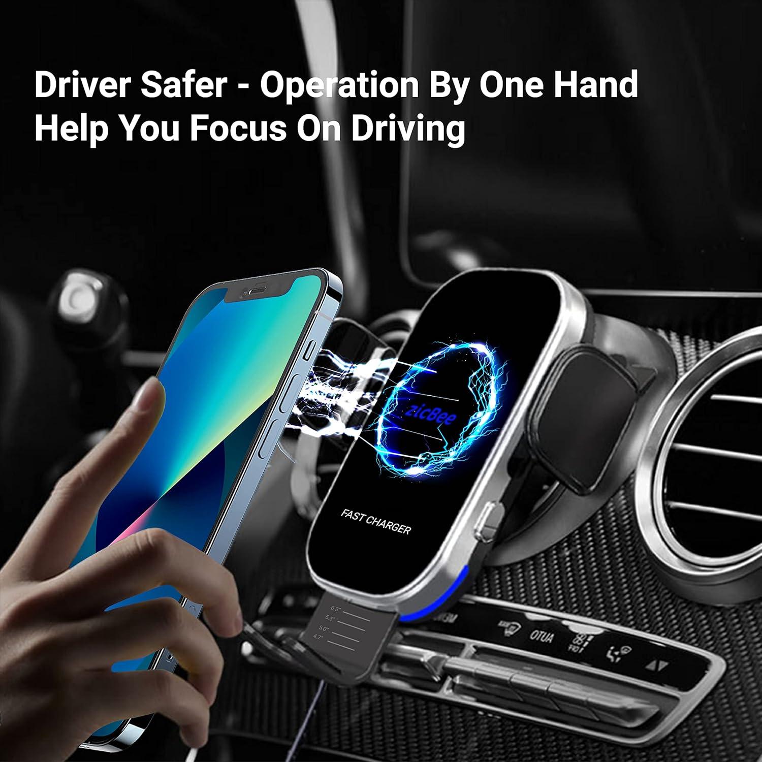 Cargador Inalámbrico para Auto ZicBee 15W con Soporte Automático