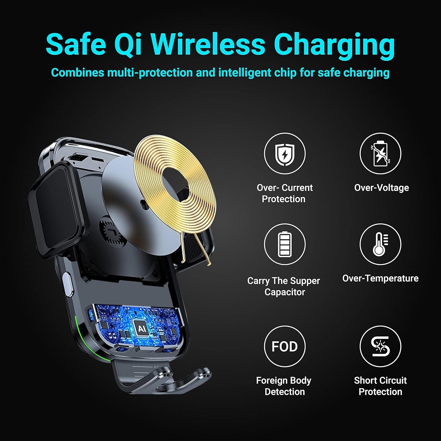 Cargador Inalámbrico para Auto ZicBee 15W con Soporte Automático