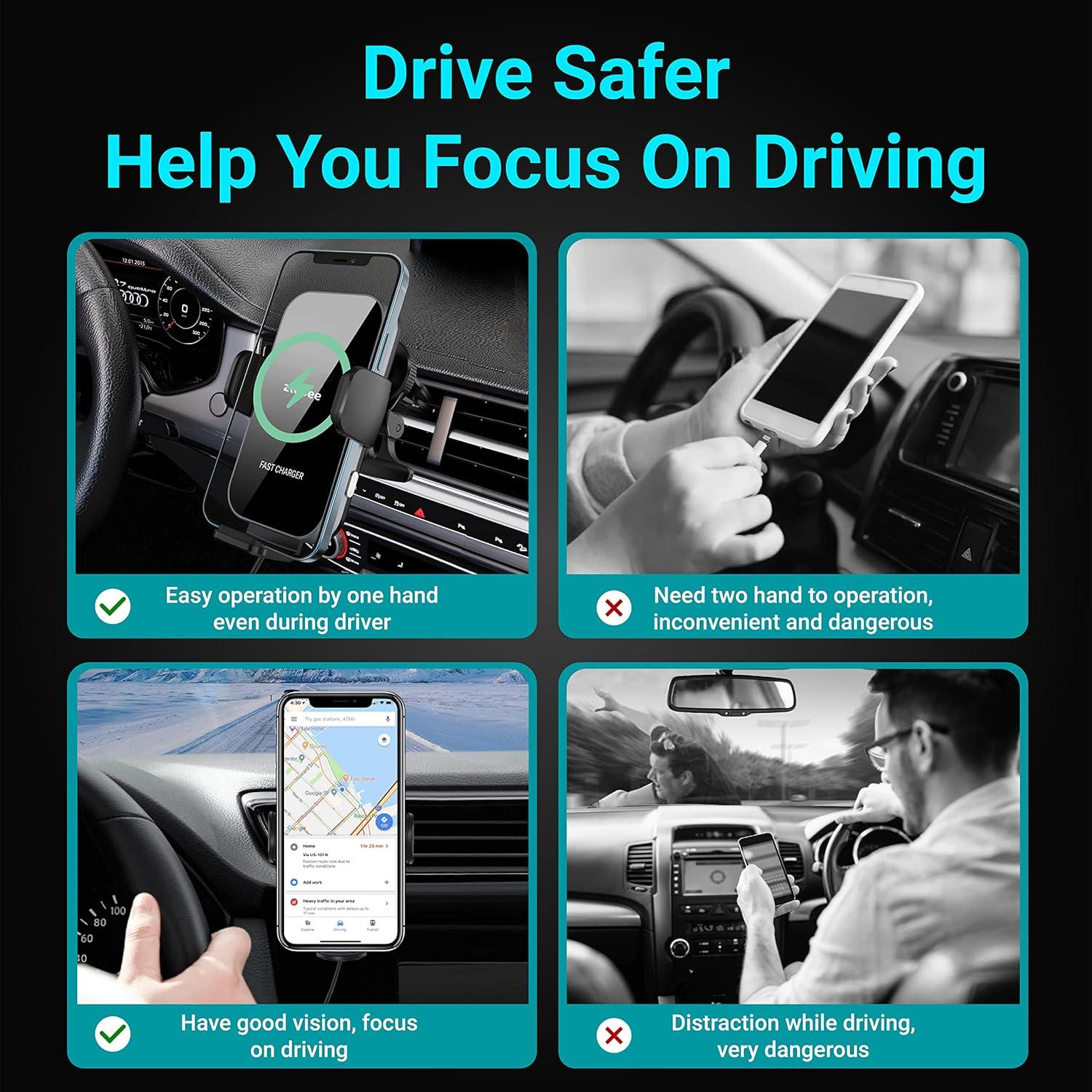 Cargador Inalámbrico para Auto ZicBee 15W con Soporte Automático