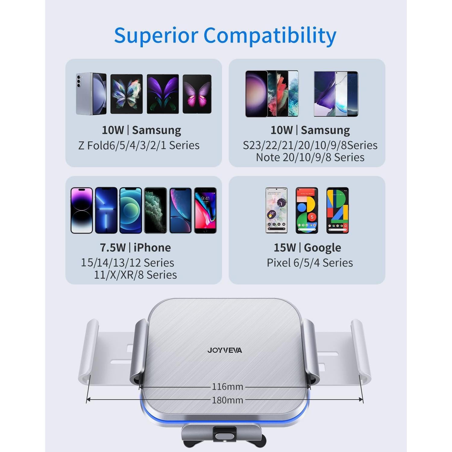 Cargador Inalámbrico Rápido JOYVEVA para Auto - Soporte Galaxy Z Fold