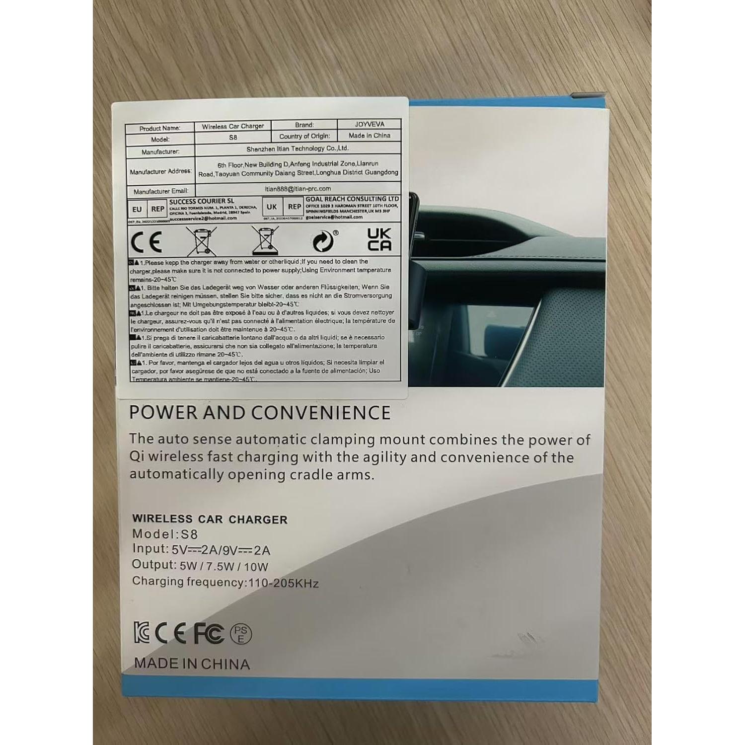 Cargador Inalámbrico Rápido JOYVEVA para Auto - Soporte Galaxy Z Fold