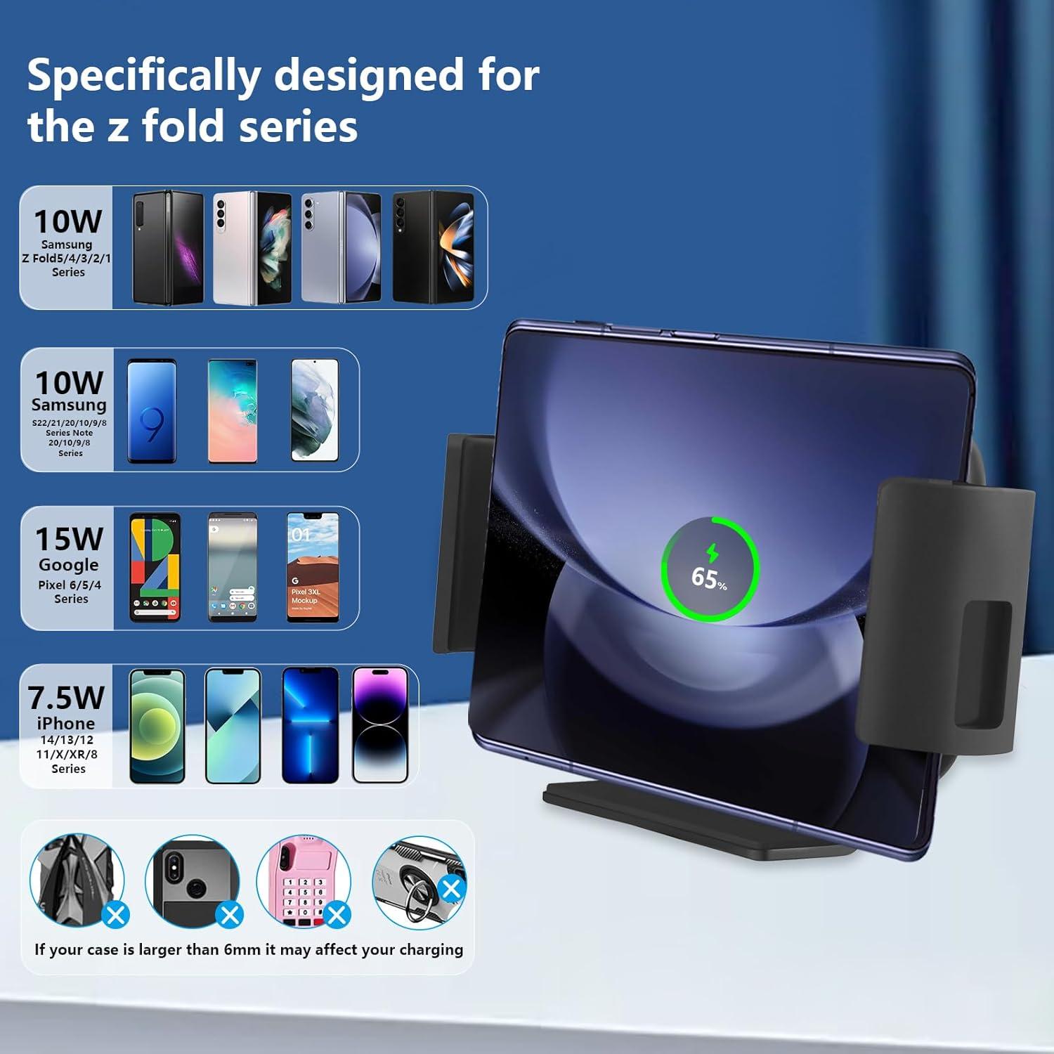 Soporte Cargador Inalámbrico 15W DOODBI para Galaxy Z Fold y iPhone