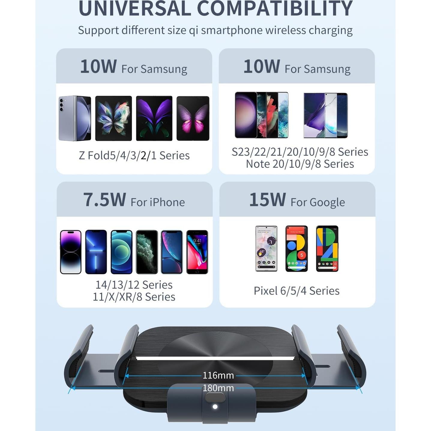 Cargador Inalámbrico para Auto MAKAQI Z Fold 6/5/4/3/2 15W