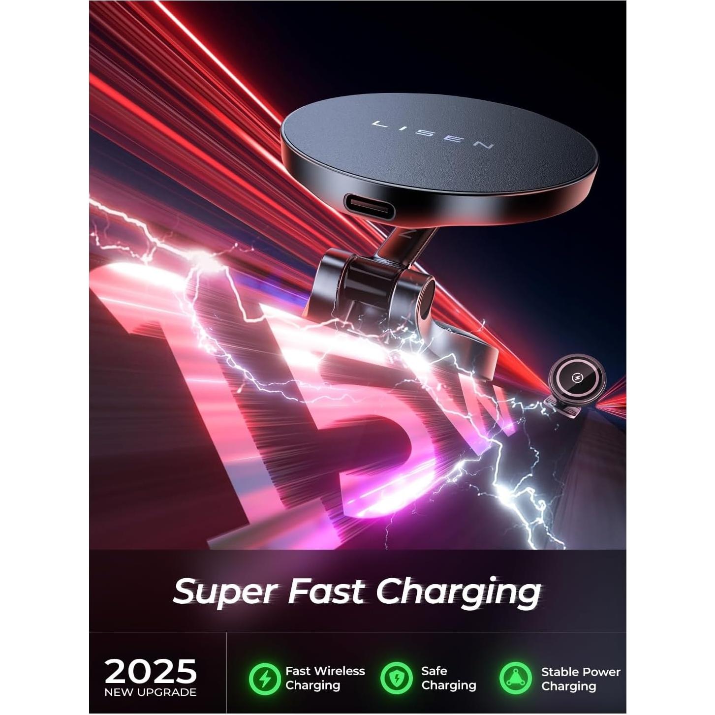 Soporte de Coche Magsafe LISEN 15W Carga Rápida Ajustable