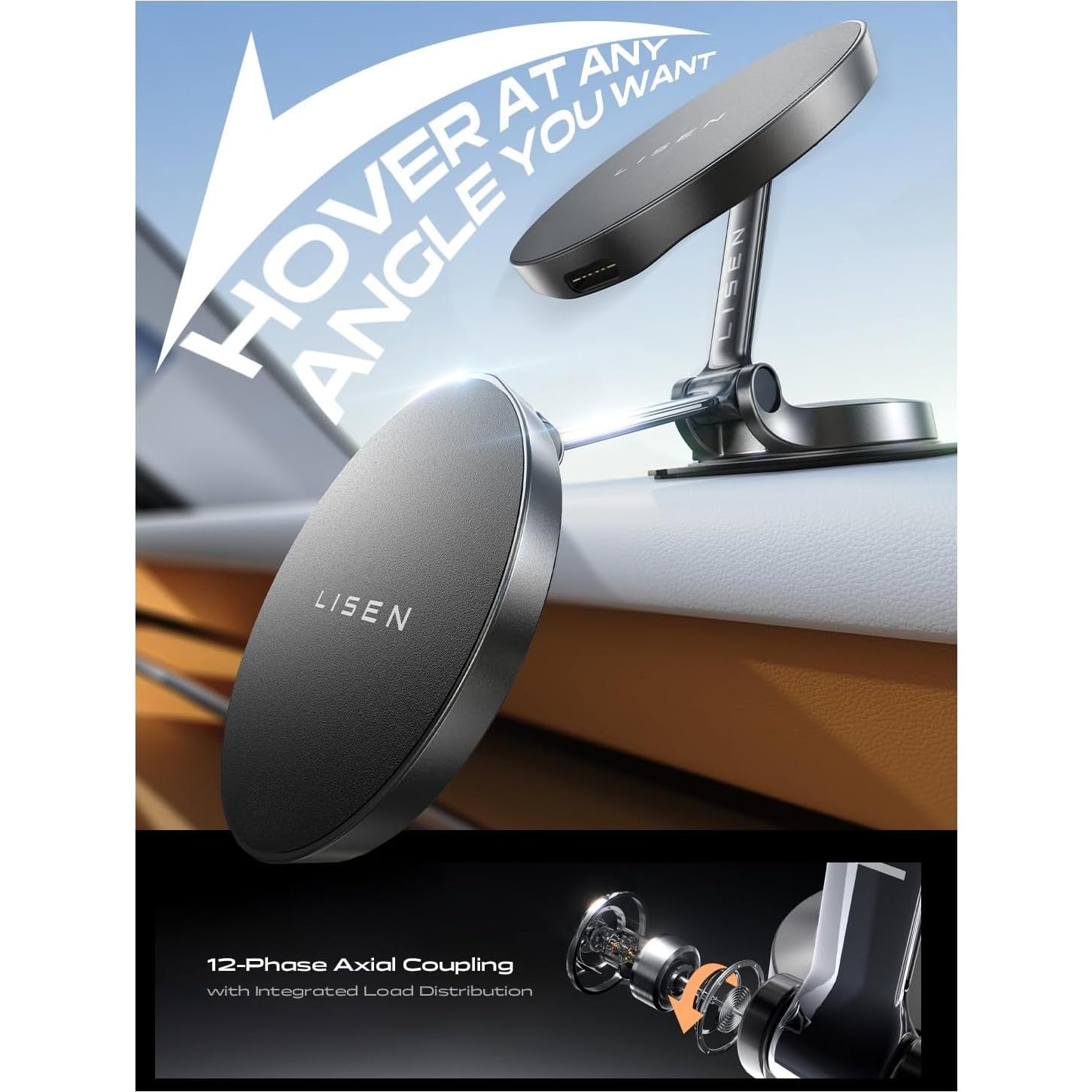 Soporte de Coche Magsafe LISEN 15W Carga Rápida Ajustable