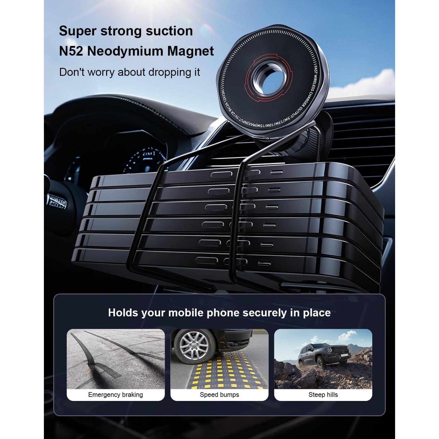 Cargador Inalámbrico para Auto SGRAMSTORG 15W Magnético