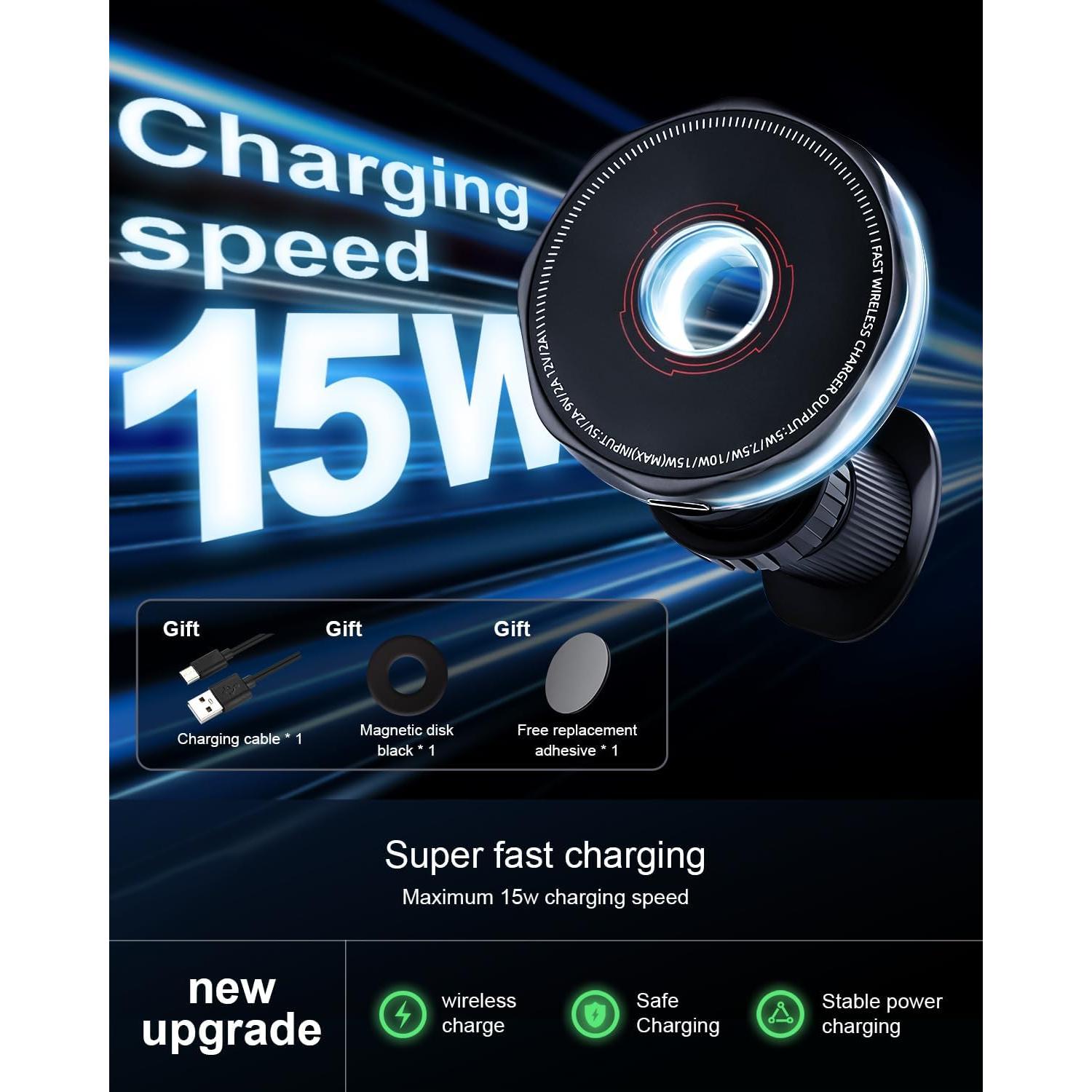 Cargador Inalámbrico para Auto SGRAMSTORG 15W Magnético