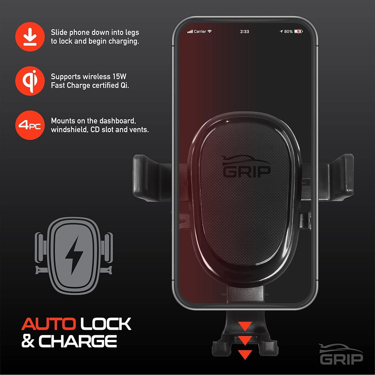 Soporte Inalámbrico para Coche GRIP All-in-1 10W Qi Ajustable