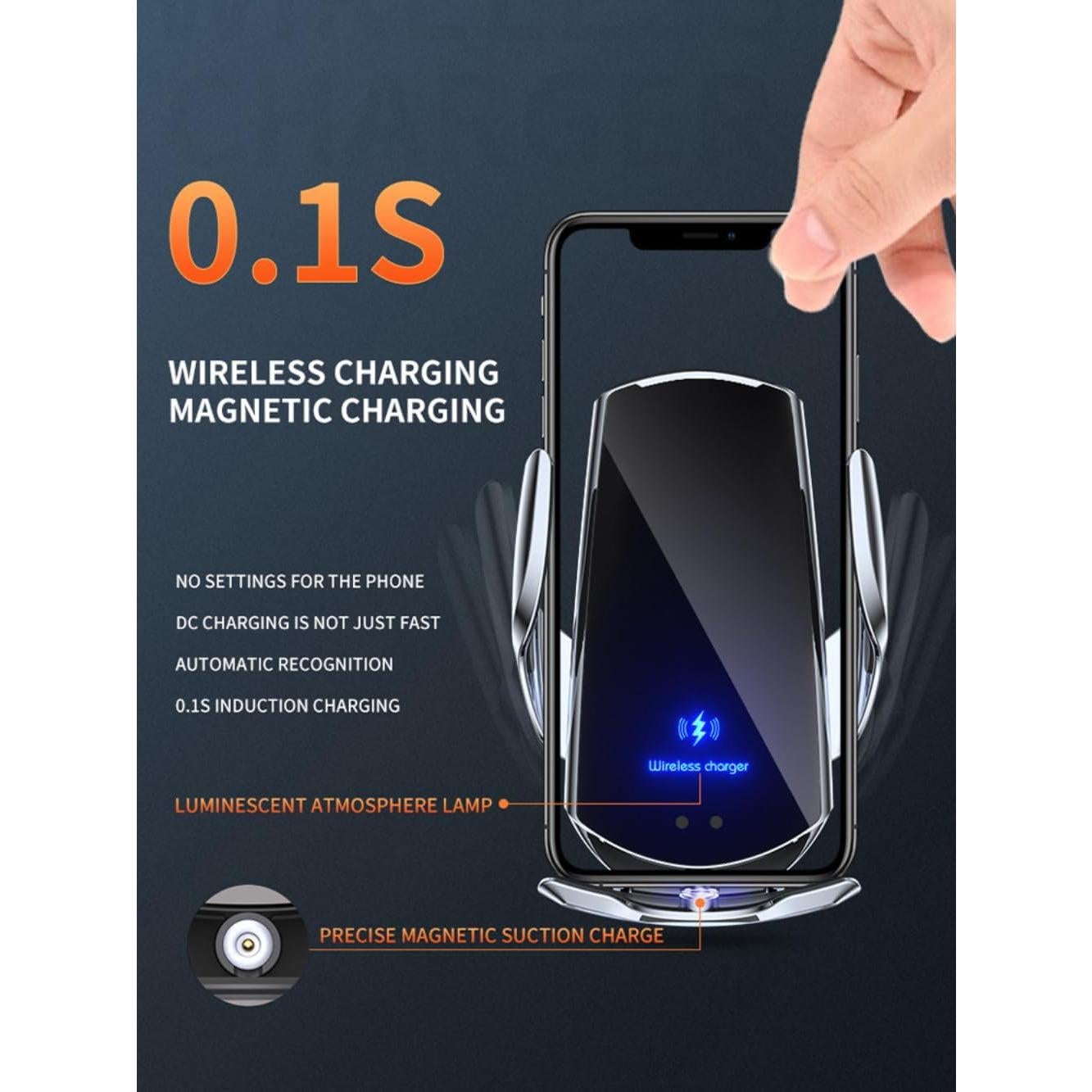 Cargador Inalámbrico para Auto SIHENMY 15W Rojo Soporte Automático