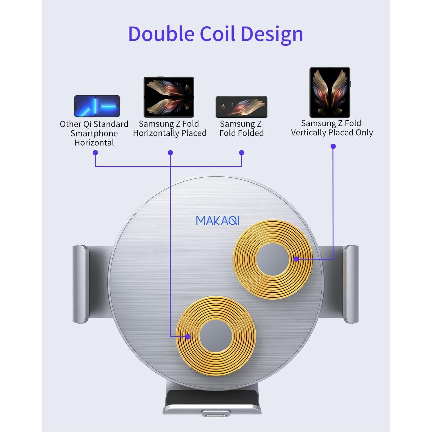 Cargador Inalámbrico para Auto MAKAQI para Galaxy Z Fold 7-2